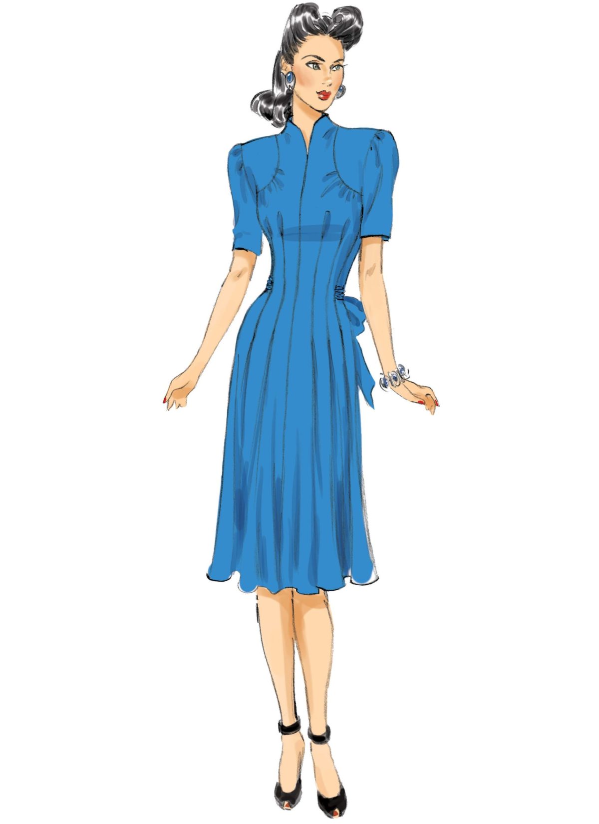 Butterick Sewing Pattern B6485 Misses' Dresses with Shoulder and Bust Detail, Waist Tie, and Sleeve Variations