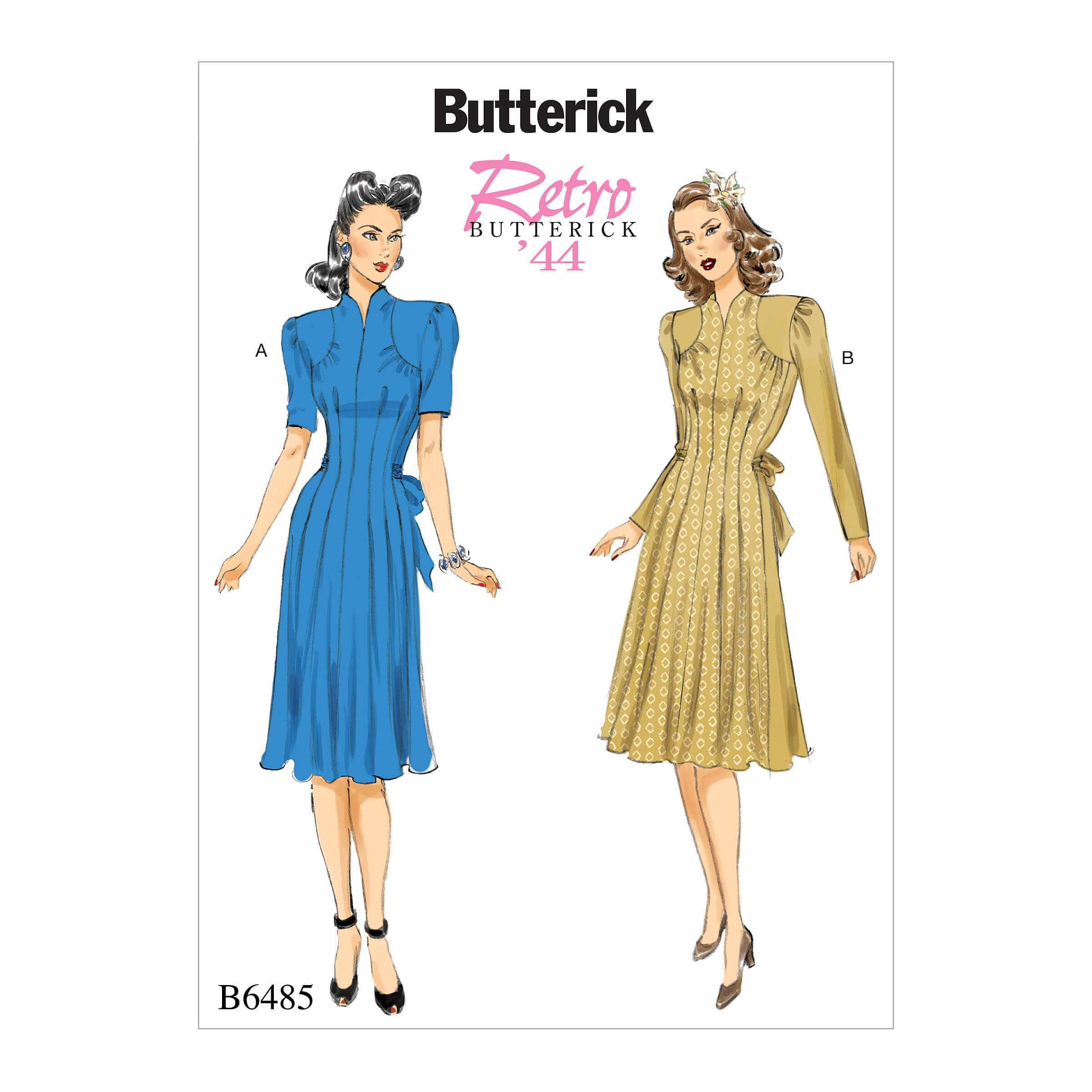 Butterick Sewing Pattern B6485 Misses’ Dresses with Shoulder and Bust Detail, Waist Tie, and Sleeve Variations