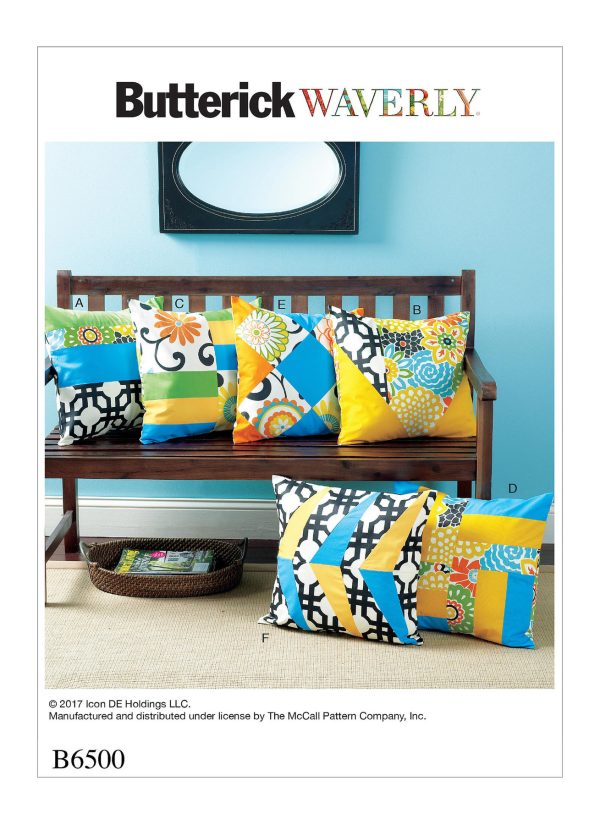 Butterick Sewing Pattern B6500 Pillow Covers with Contrast Front Sections
