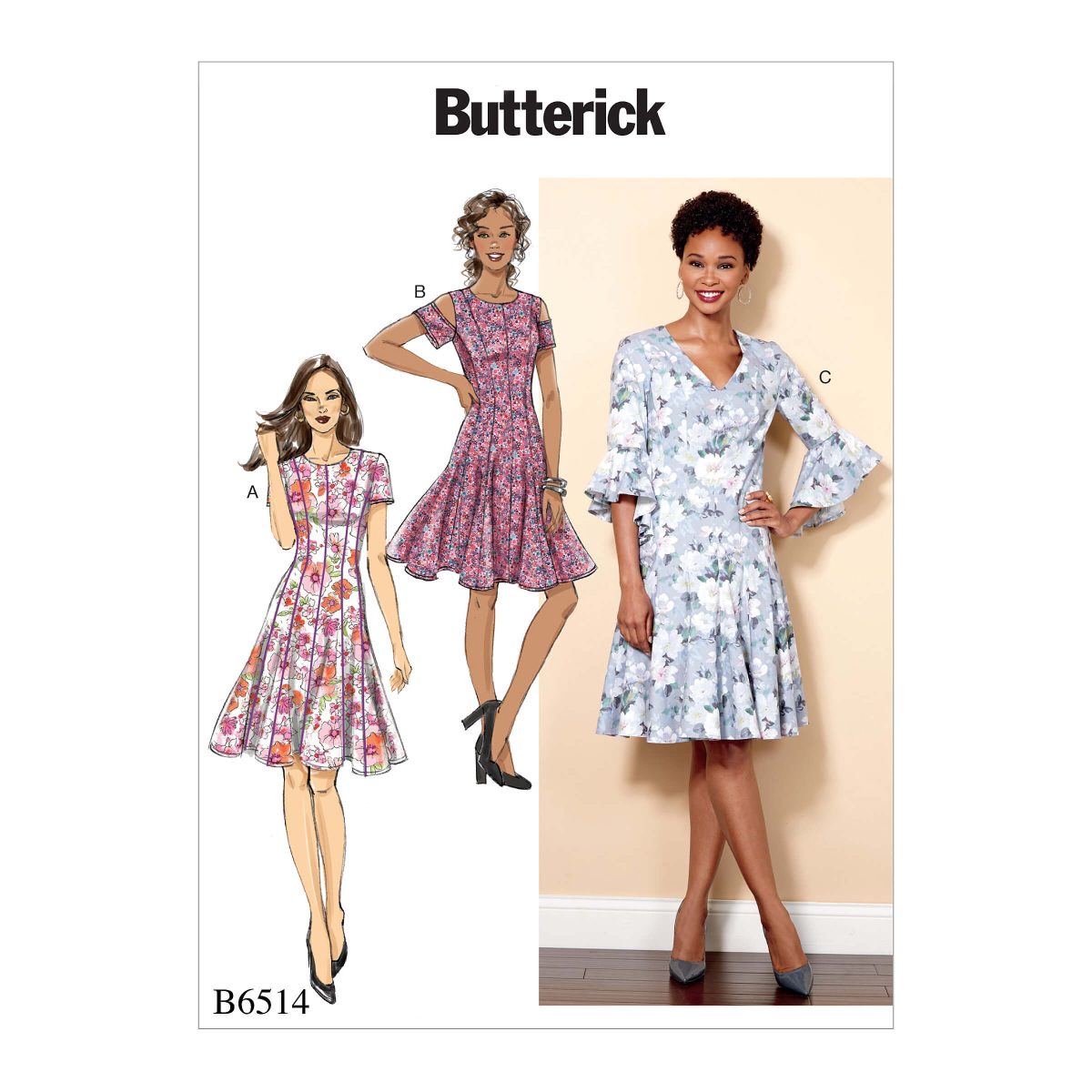 最終値下げ petit ribbon dress pattern Butterick Sewing Pattern B6514 Misses'/Miss Petite Paneled Dress