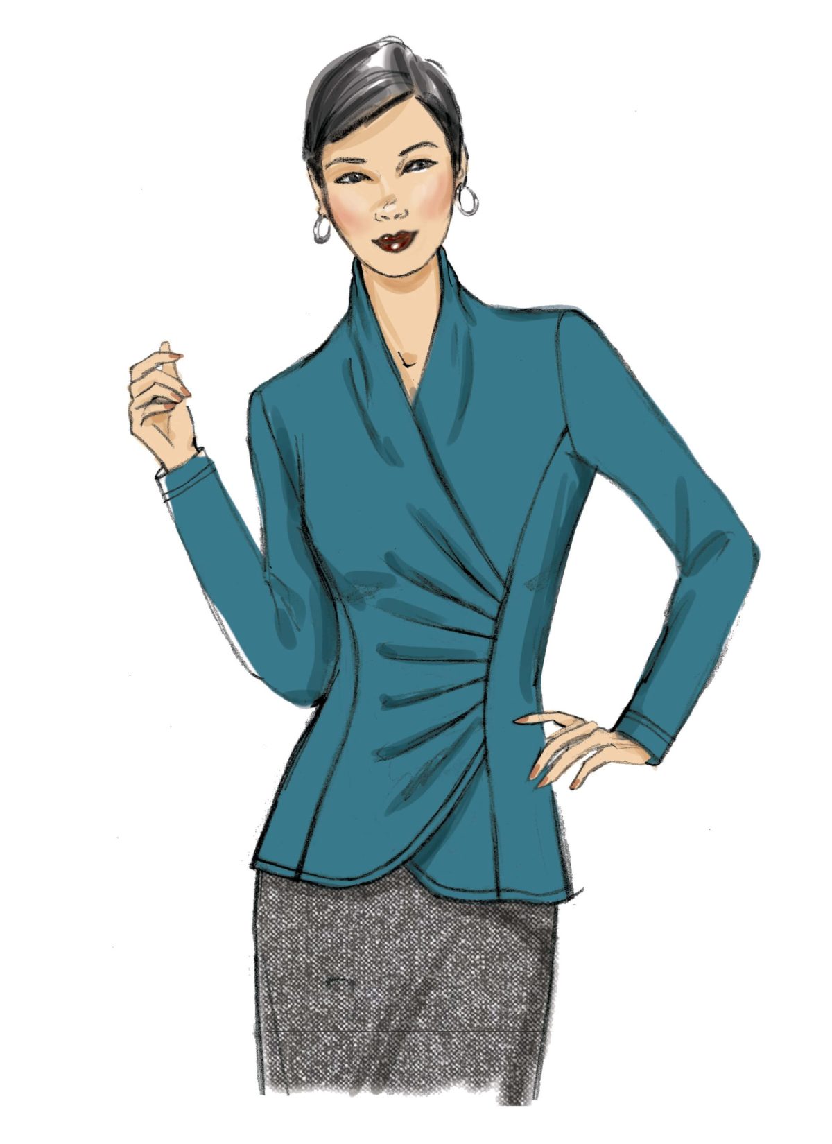 Butterick Sewing Pattern B6517 Misses' Top with Pleat and Options