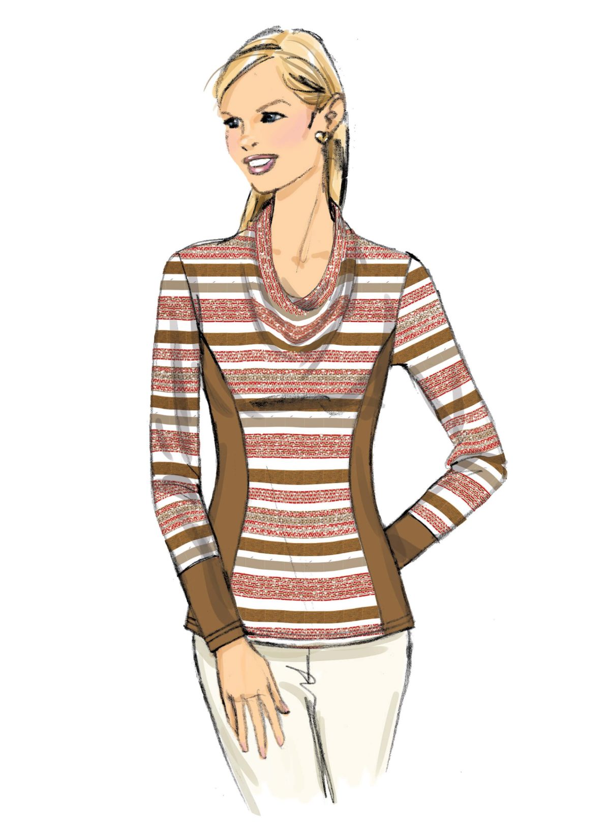 Butterick Sewing Pattern B6517 Misses' Top with Pleat and Options