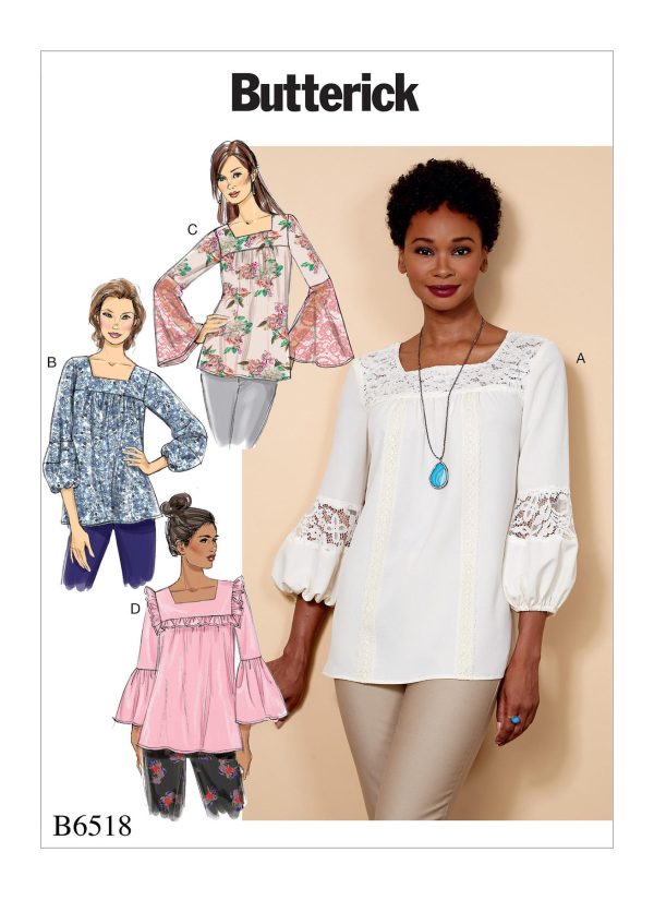 Butterick Sewing Pattern B6518 Misses' Square-Neck Top with Yoke