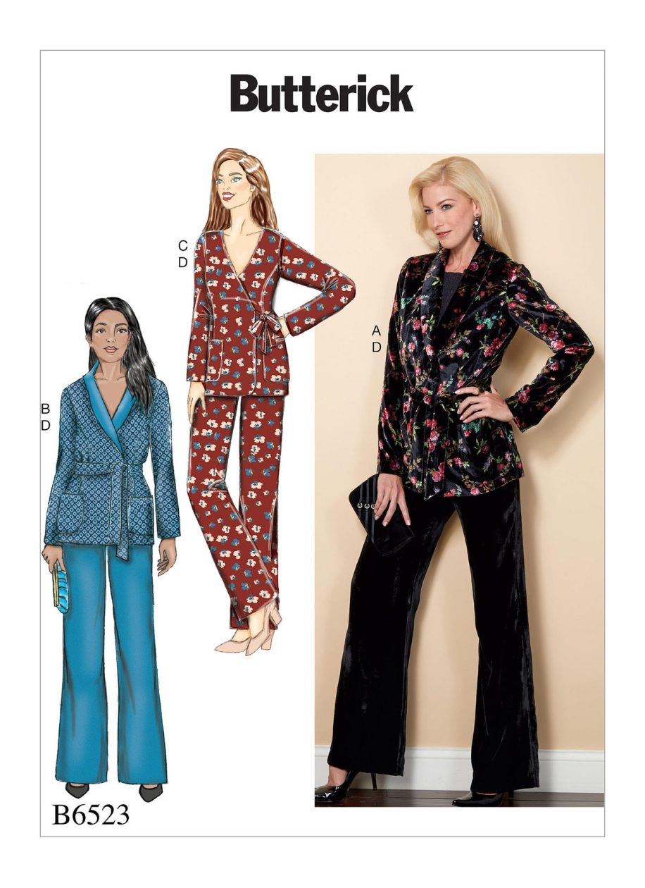 Butterick Sewing Pattern B6523 Misses' Jacket, Sash and Trousers