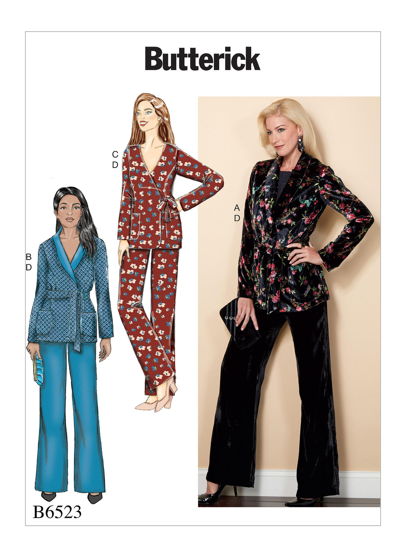 Butterick Sewing Pattern B6523 Misses’ Jacket, Sash and Trousers
