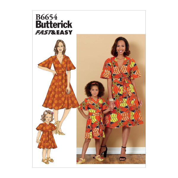 Butterick Sewing Pattern B6654 Misses', Children's and Girl's Dress and Sash