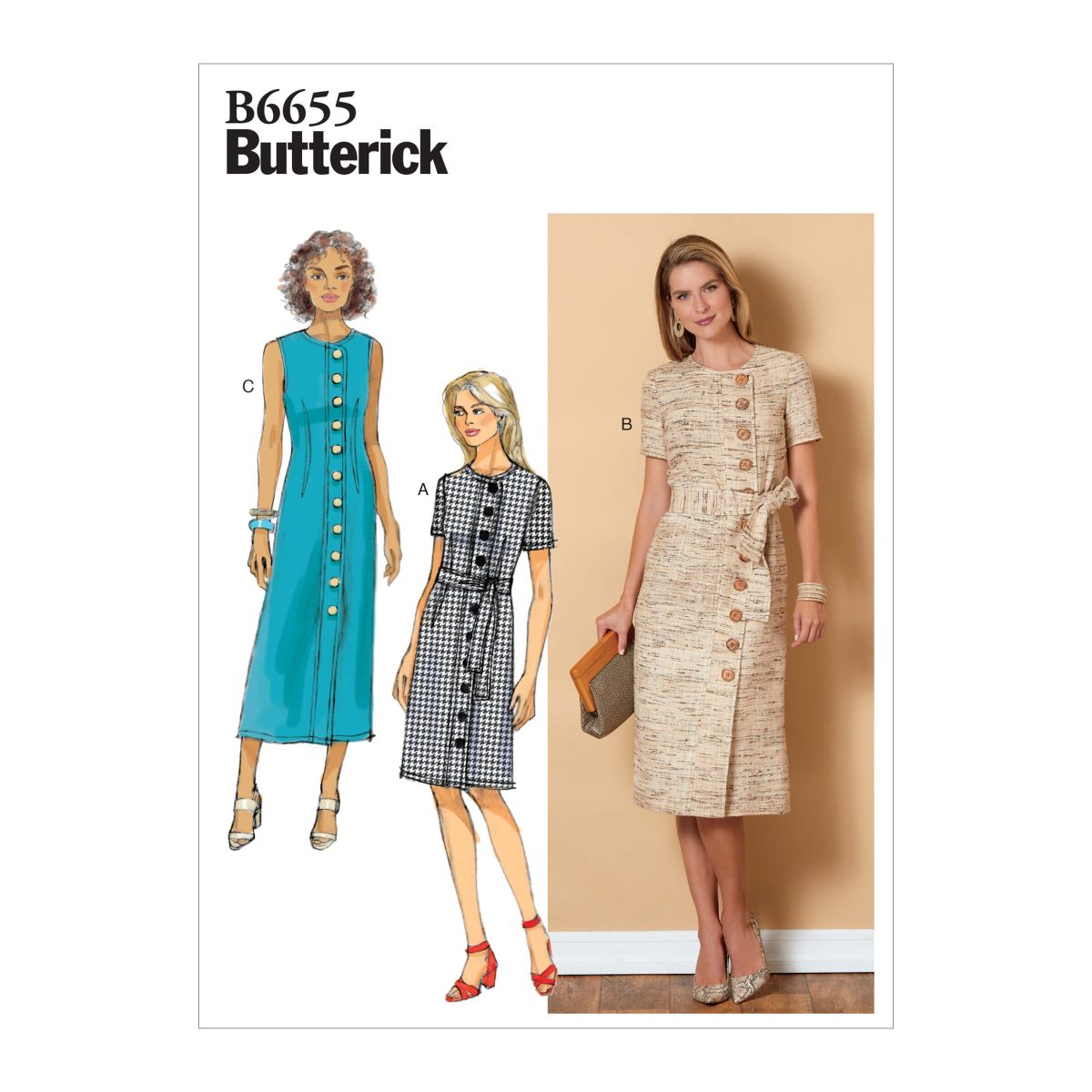 Butterick Sewing Pattern B6655 Misses'/Misses' Petite Dress and Sash