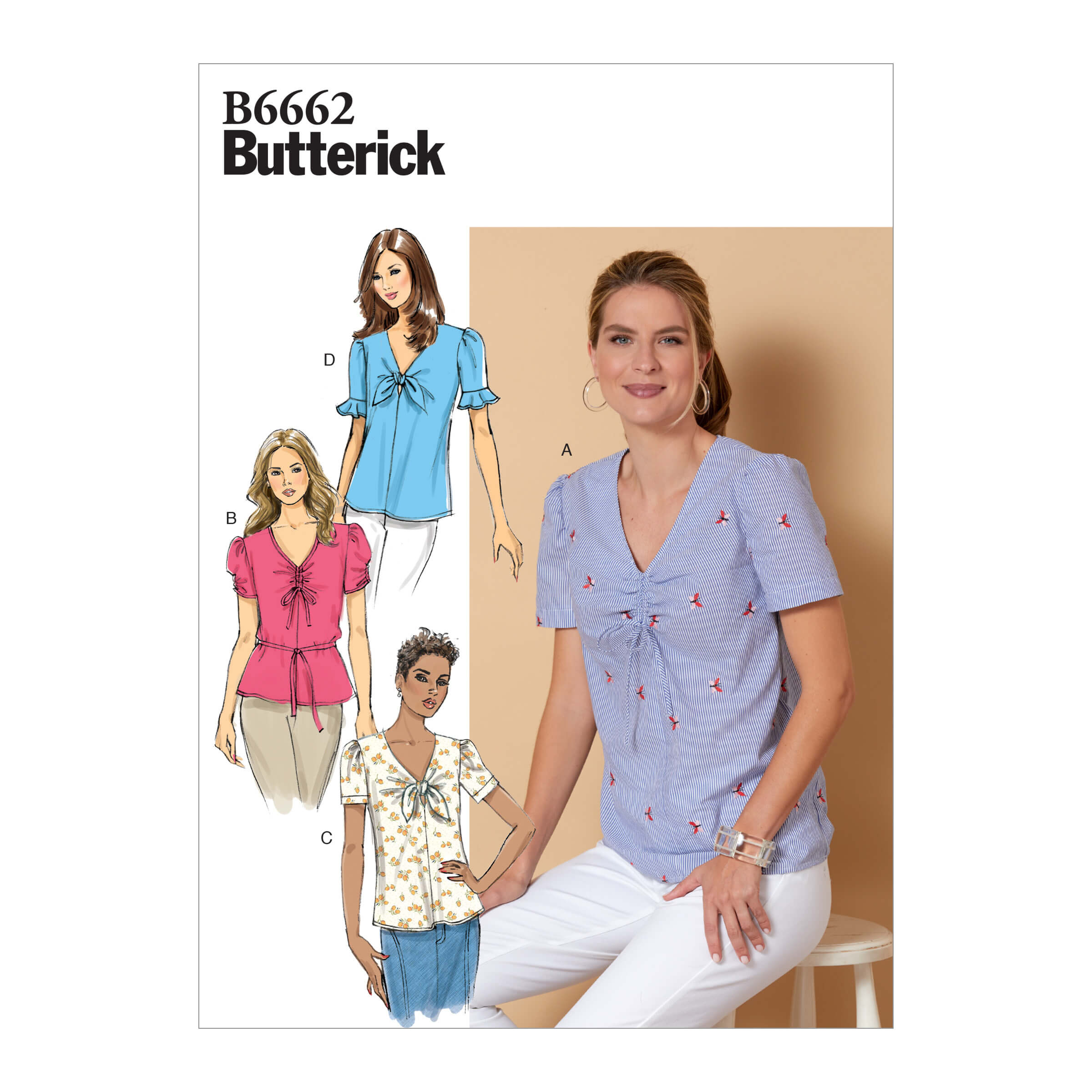 Butterick Sewing Pattern B6662 Misses’ Top and Tie