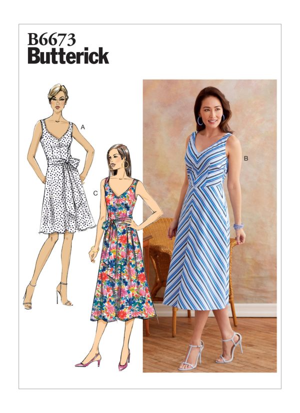 Butterick Sewing Pattern B6673 Misses' Dress and Sash