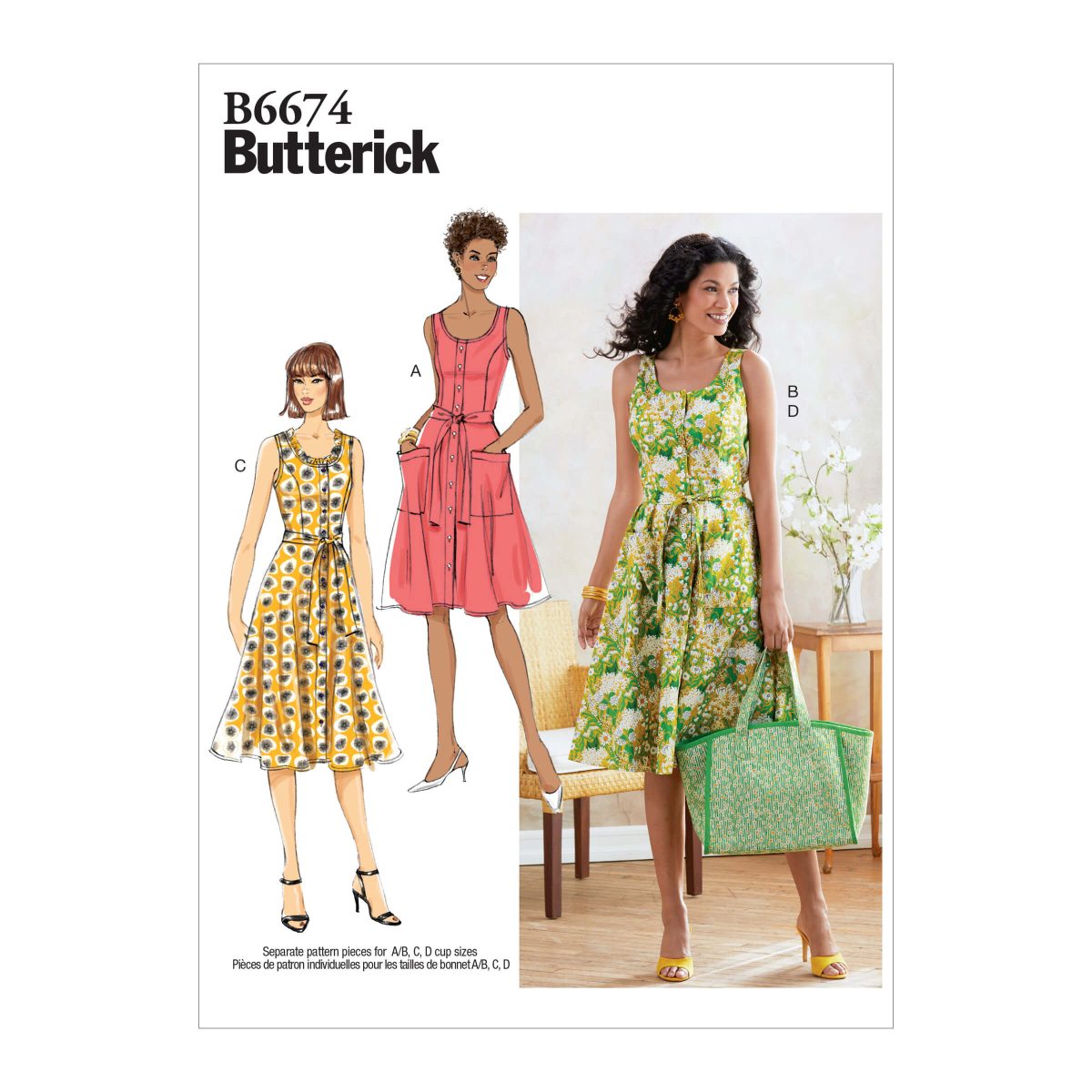 Butterick Sewing Pattern B6674 Misses' Dress, Sash and Bag
