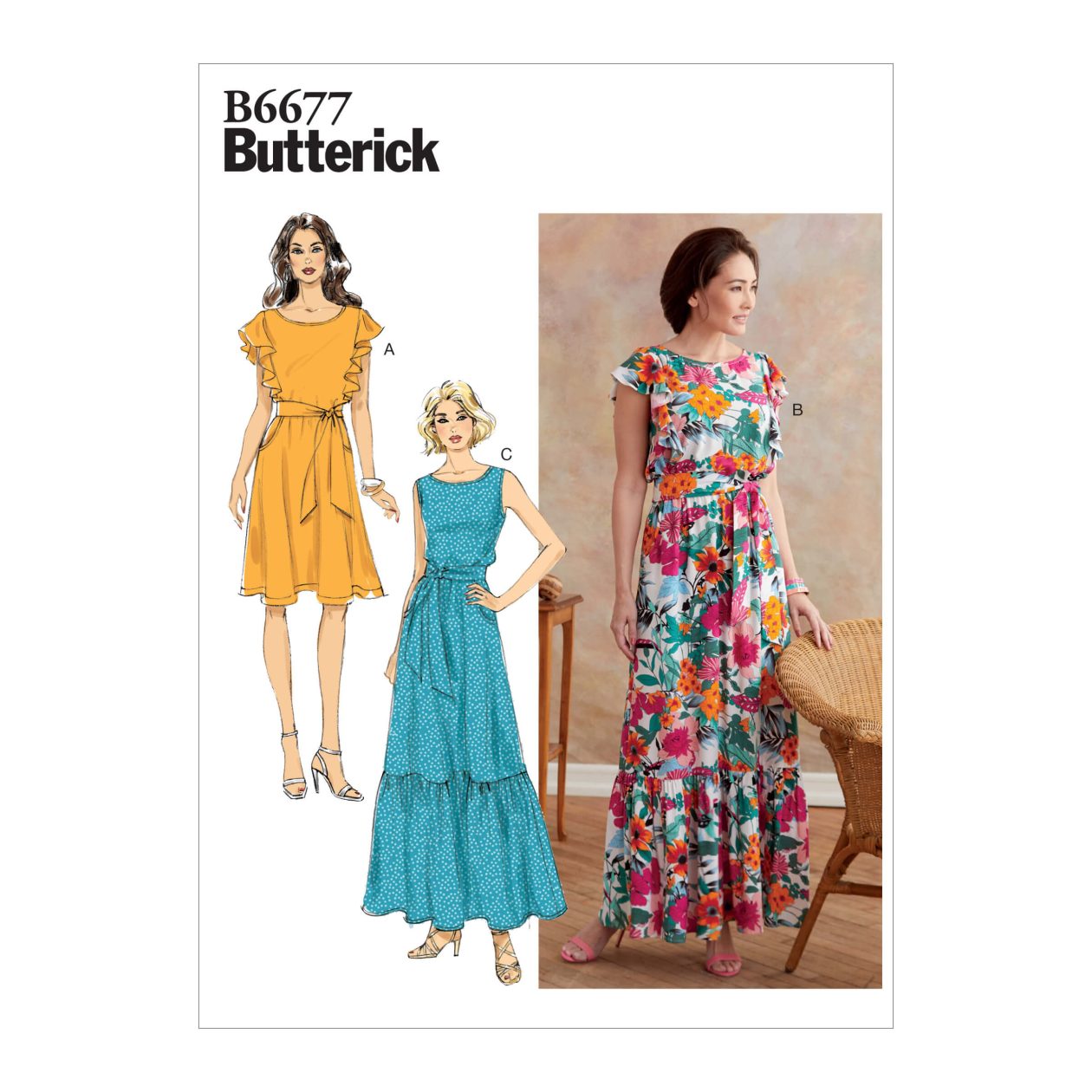 Butterick Sewing Pattern B6677 Misses' Dress and Sash