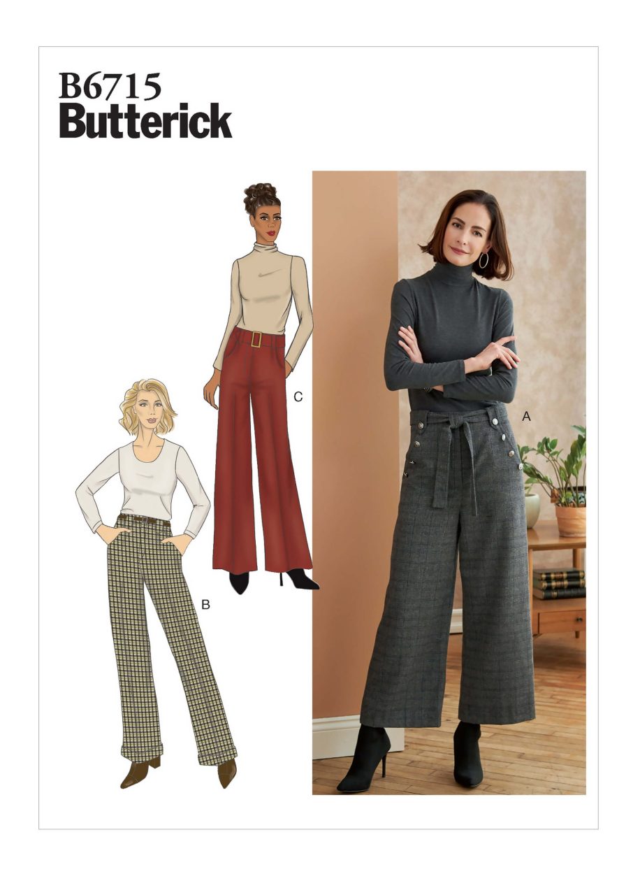Butterick Sewing Pattern B6715 Misses'/Misses' Petite Trousers, Sash & Belt