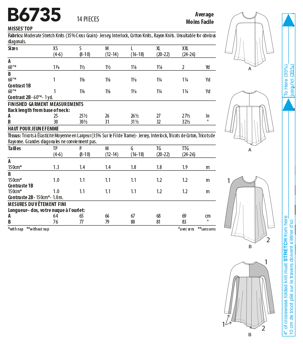 Butterick Sewing Pattern B6735 Misses' Top