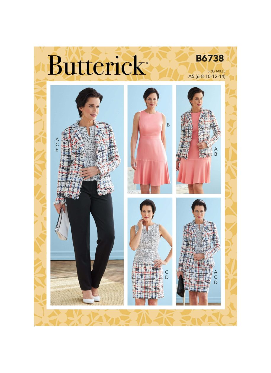 Butterick Sewing Pattern B6738 Misses' Jacket, Dress, Top, Skirt & Trousers