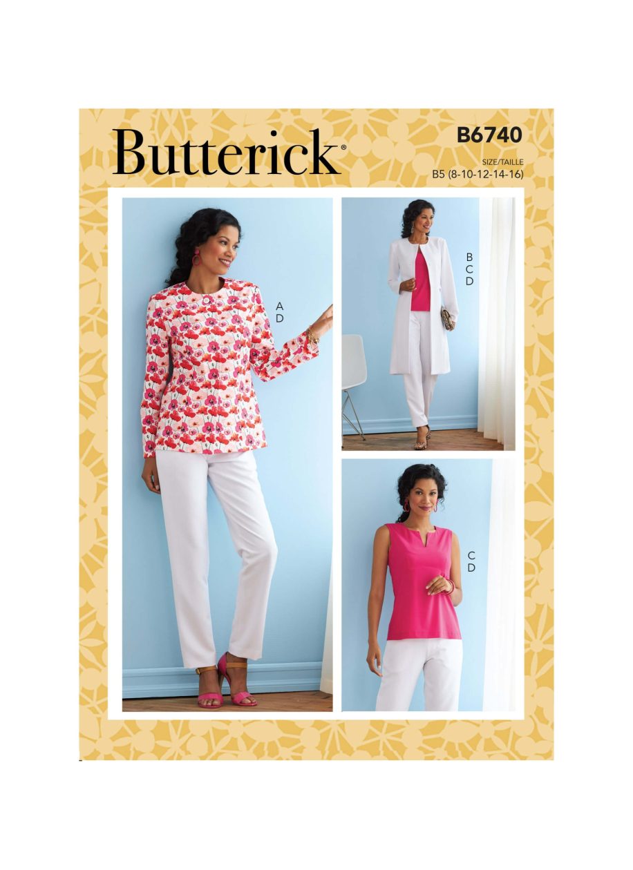Butterick Sewing Pattern B6740 Misses' Jacket, Coat, Top & Trousers