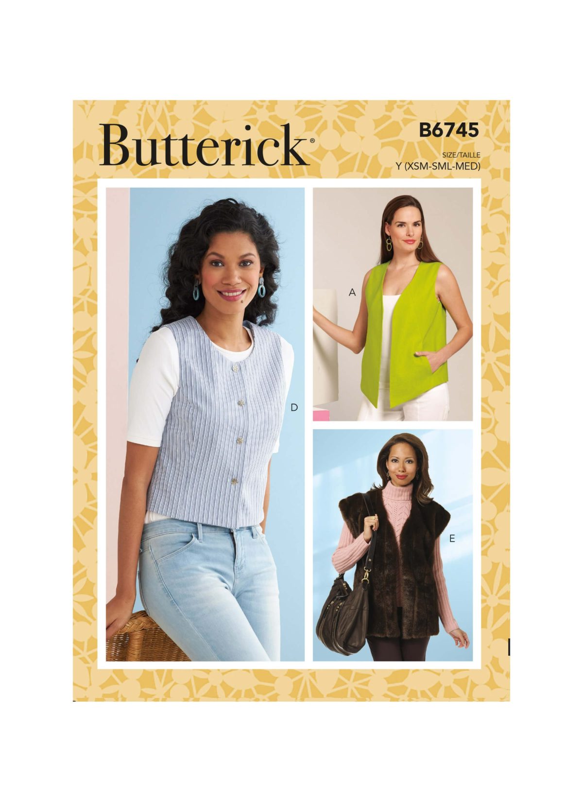 Butterick Sewing Pattern B6745 Misses' Waistcoats in Five Styles