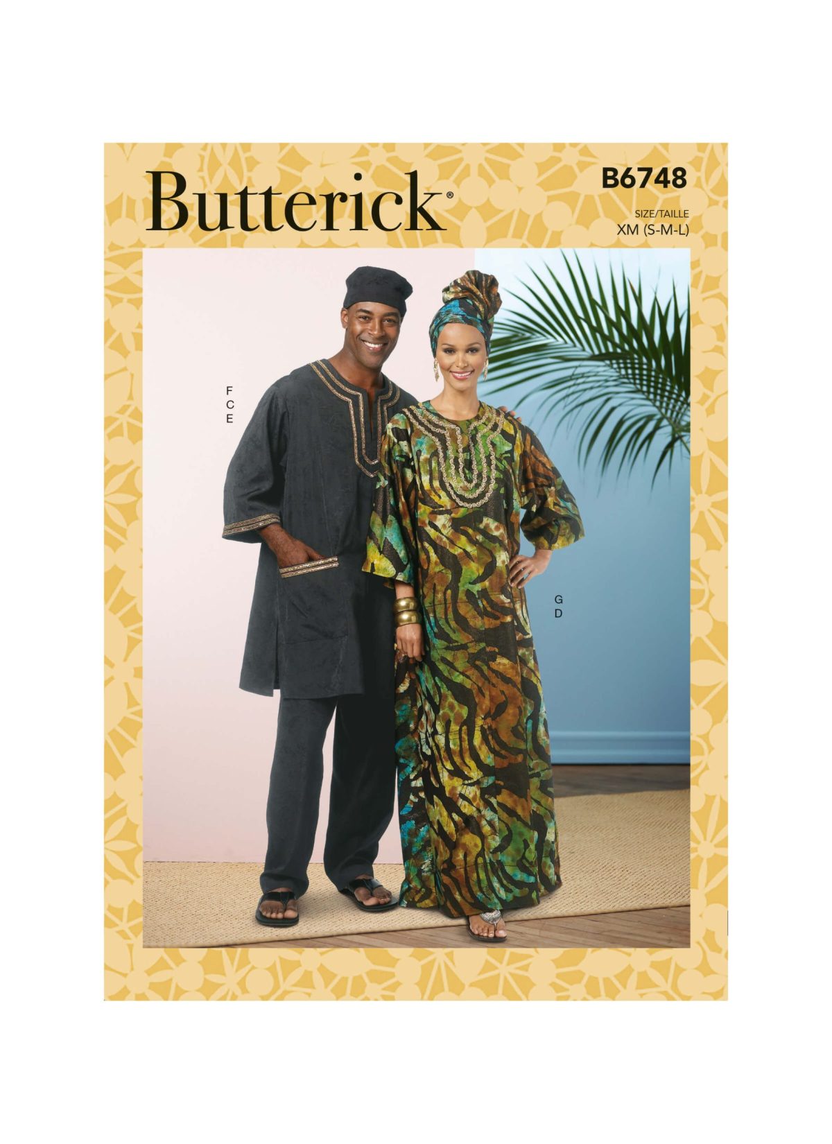 Butterick Sewing Pattern B6748 Misses'/Men's Tunic, Caftan, Trousers, Hat and Head Wrap