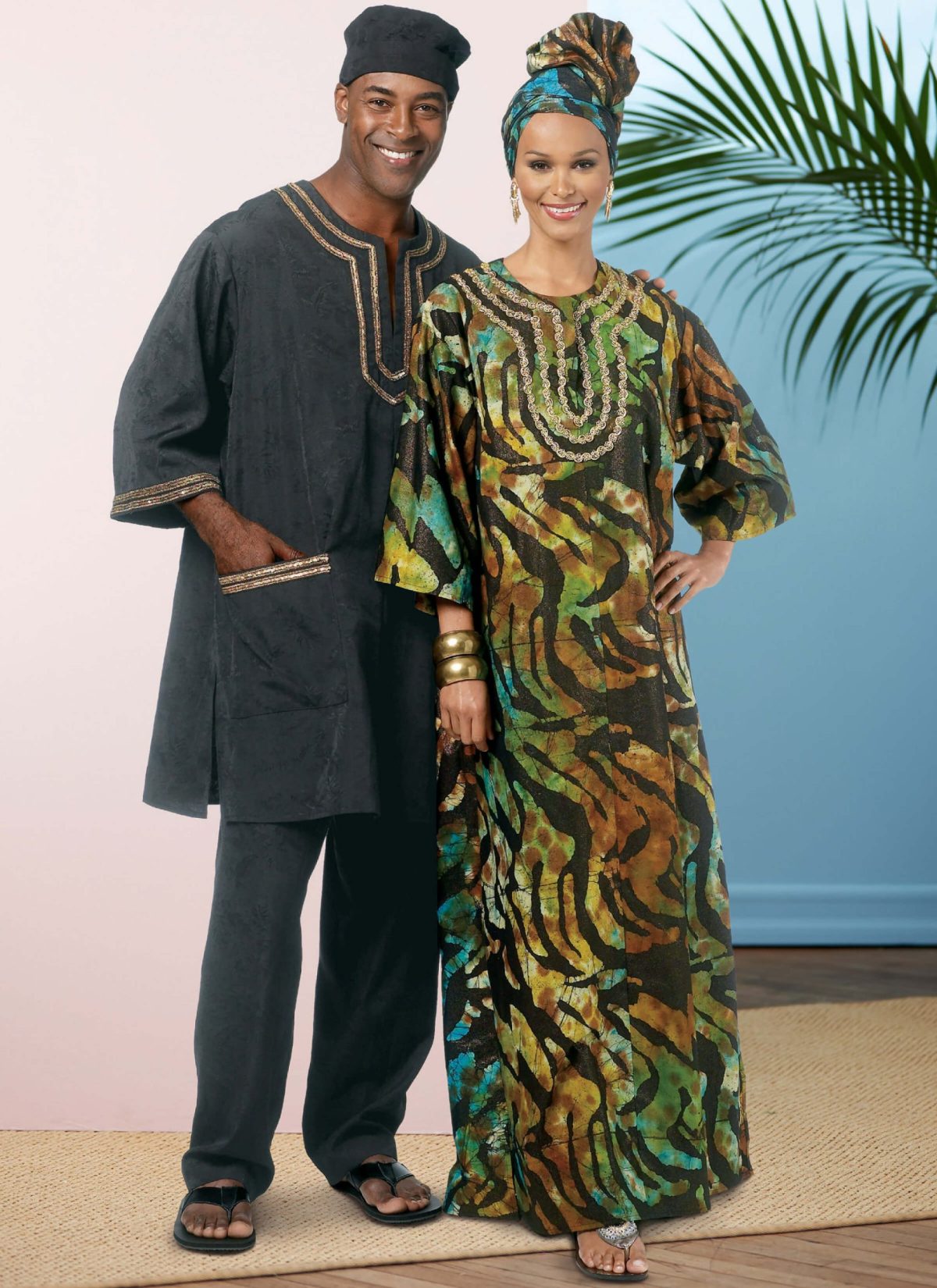 Butterick Sewing Pattern B6748 Misses'/Men's Tunic, Caftan, Trousers, Hat and Head Wrap
