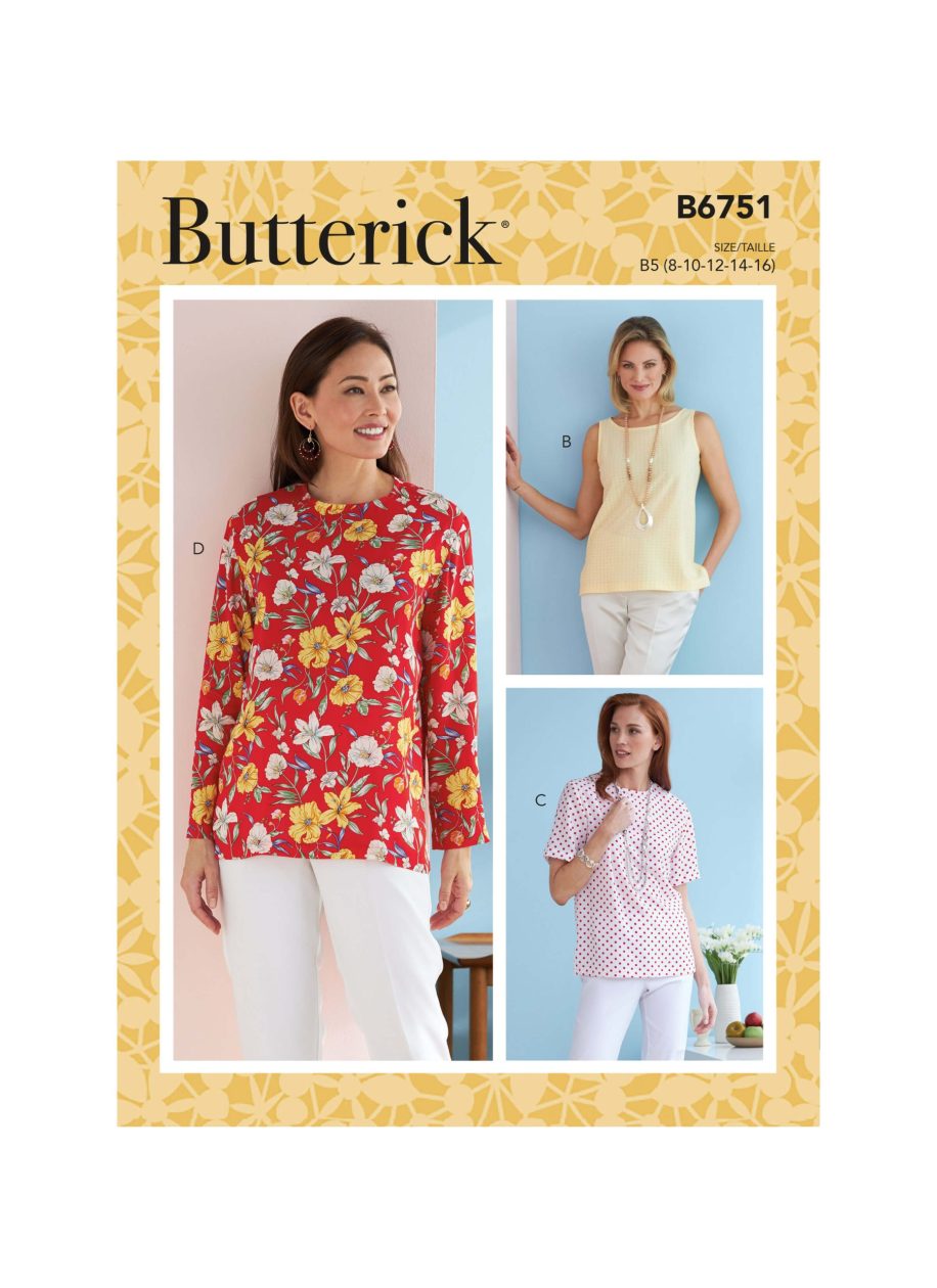 Butterick Sewing Pattern B6751 Misses'/Misses' Petite Pullover Tops