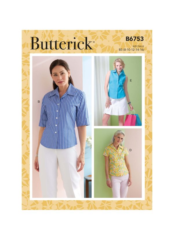 Butterick Sewing Pattern B6753 Misses'/Misses' Petite Button-Down Shirts