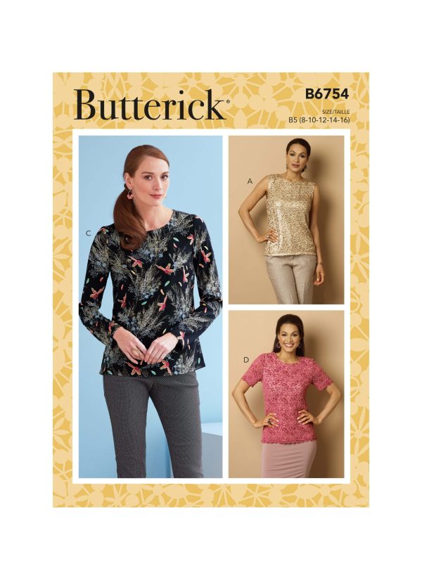 Butterick Sewing Pattern B6754 Misses' Keyhole-Closure Tops
