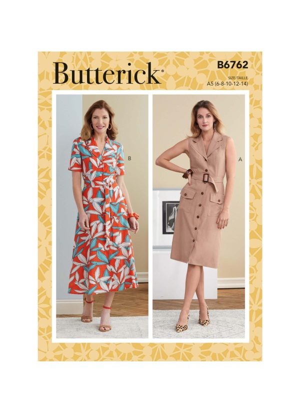 Butterick Sewing Pattern B6762 Misses' Dress, Sash and Belt