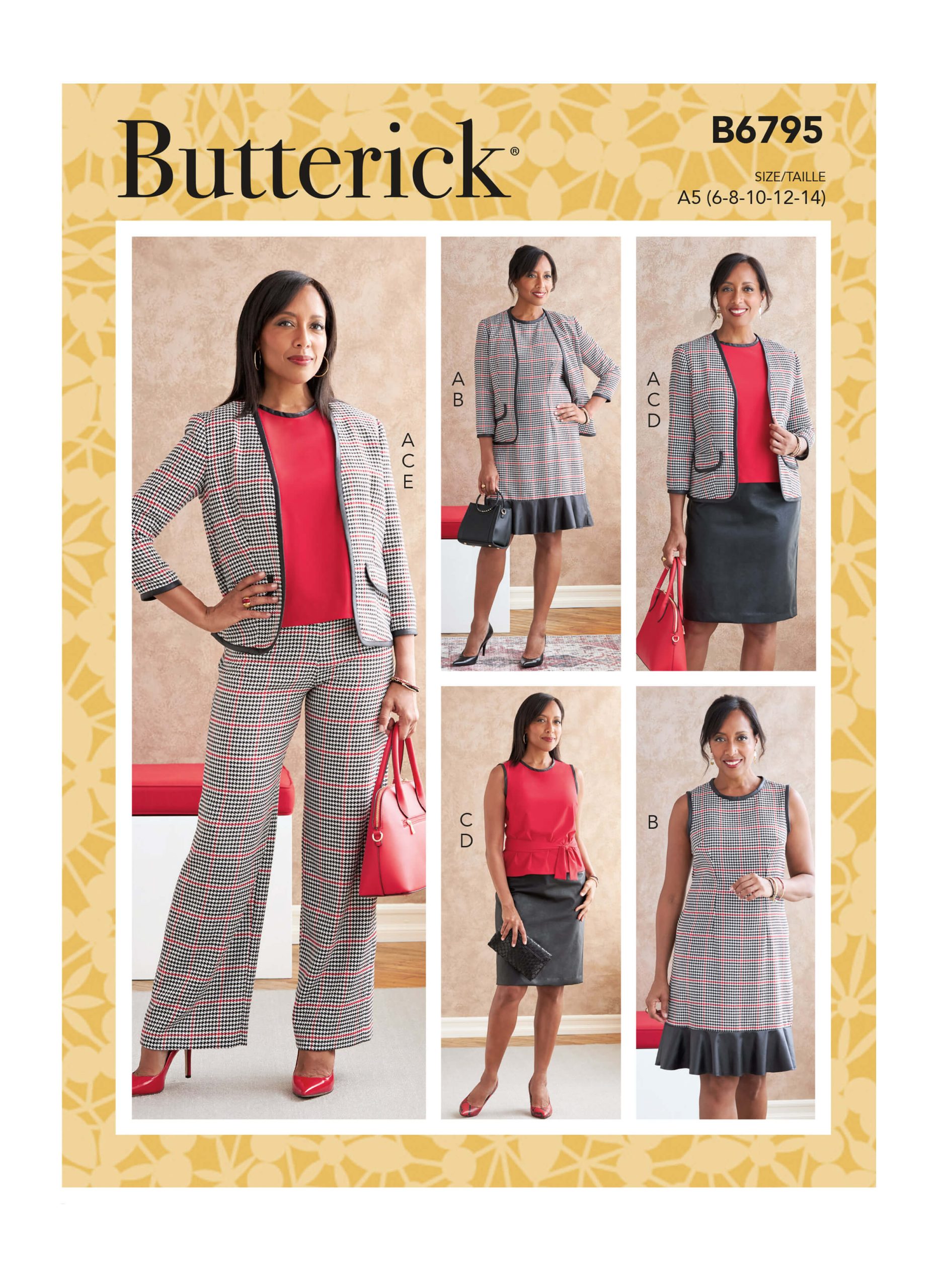 Butterick Sewing Pattern B6795 Misses’ Jacket, Dress, Top, Sash, Skirt & Trousers