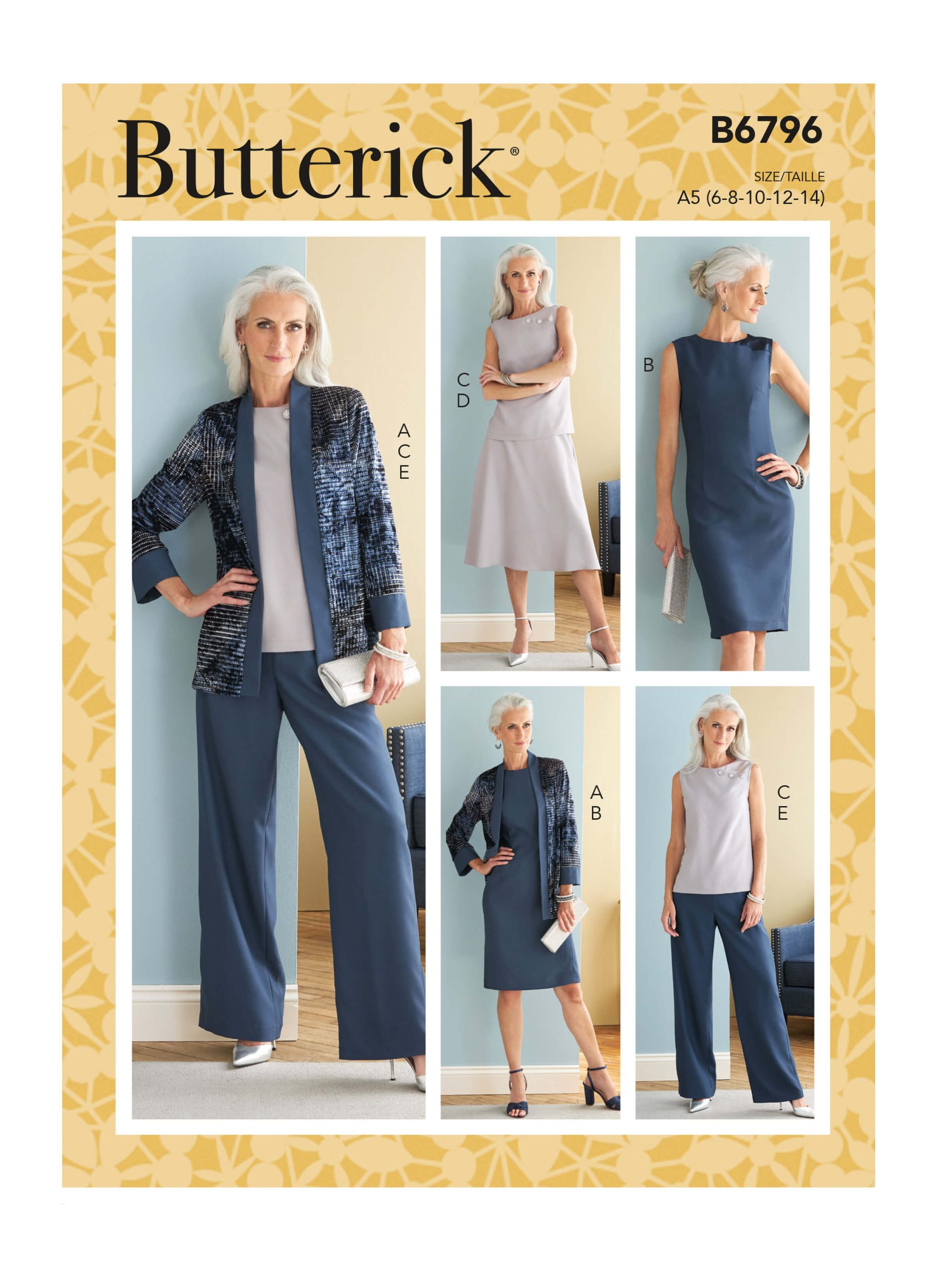 Butterick Sewing Pattern B6796 Misses’ Jacket, Dress, Top, Skirt and Trousers