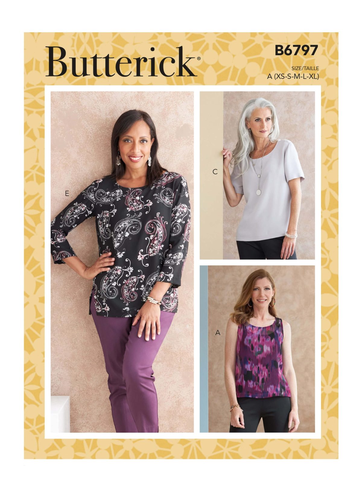 Butterick Sewing Pattern B6797 Misses' and Misses' Petite Tops with Scoop-neckline
