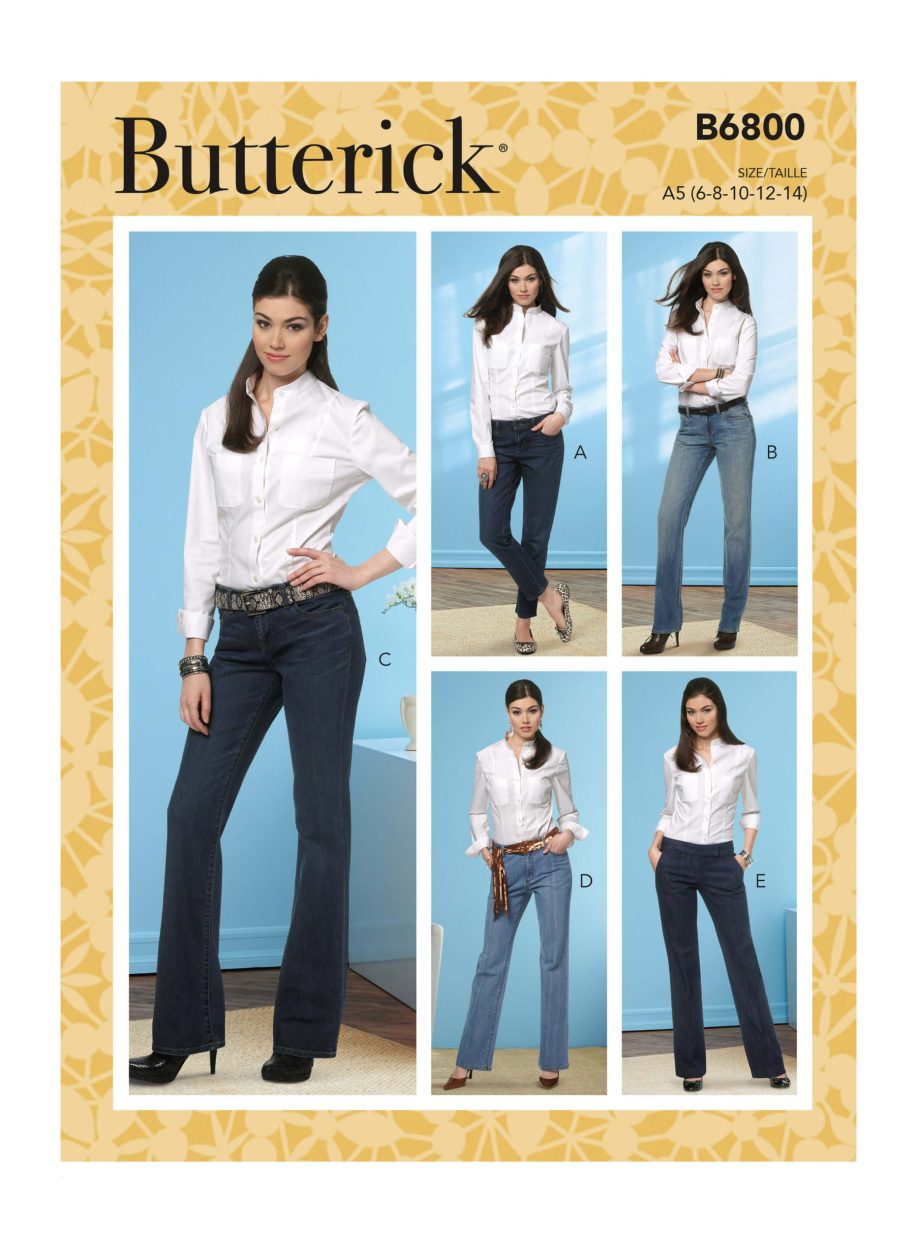 Butterick Sewing Pattern B6800 Misses' Four-Pocket Jeans and Trousers
