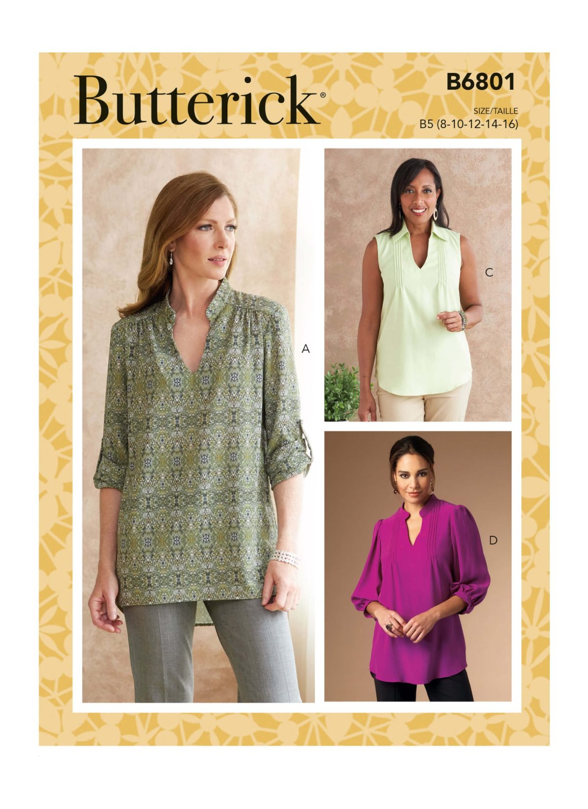 Butterick Sewing Pattern B6801 Misses' and Women's Tucked Or Gathered Top