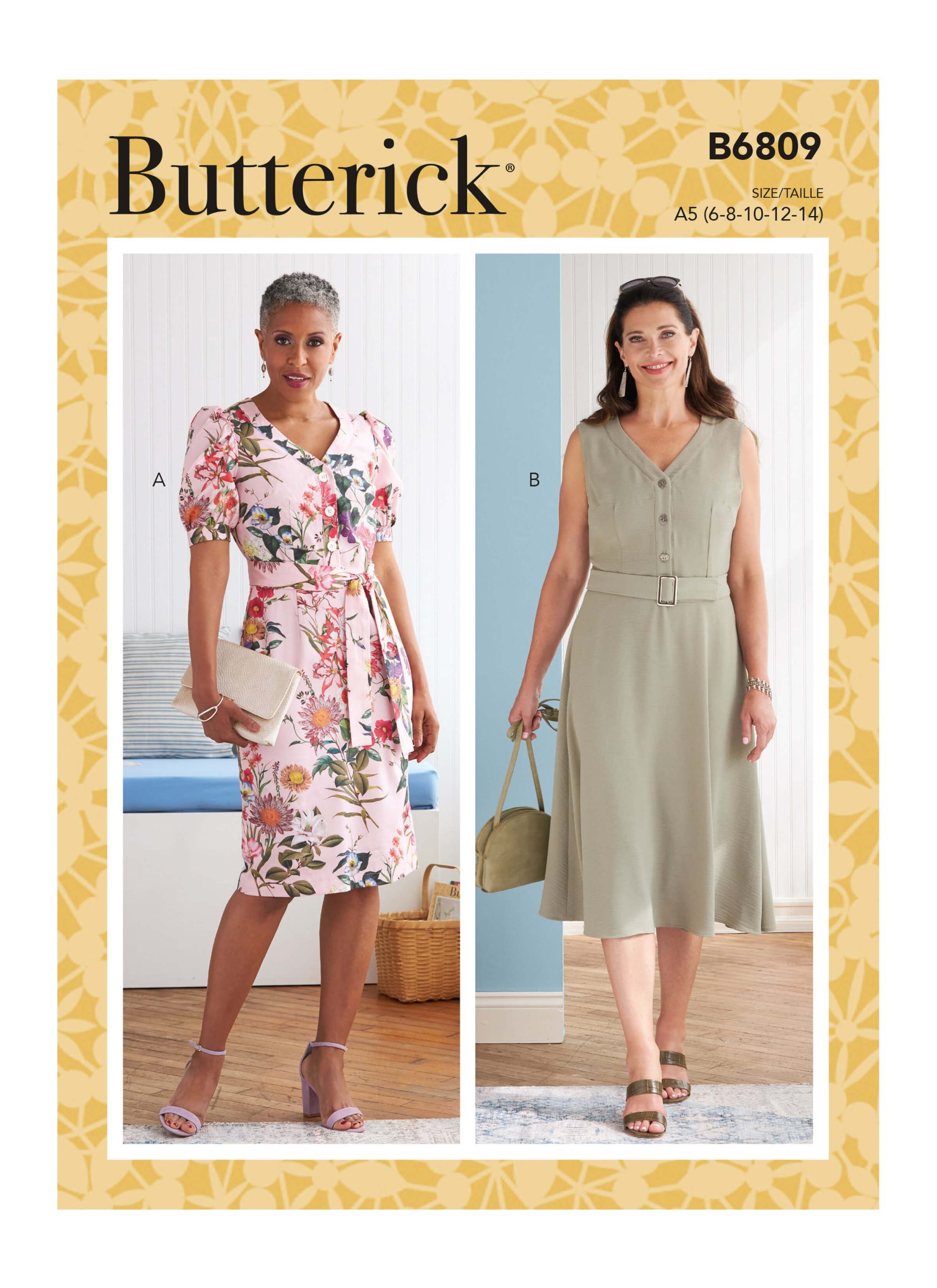 Butterick Sewing Pattern B6809 Misses’ Dress, Sash & Belt with A/B, C, D, DD Bust Cup