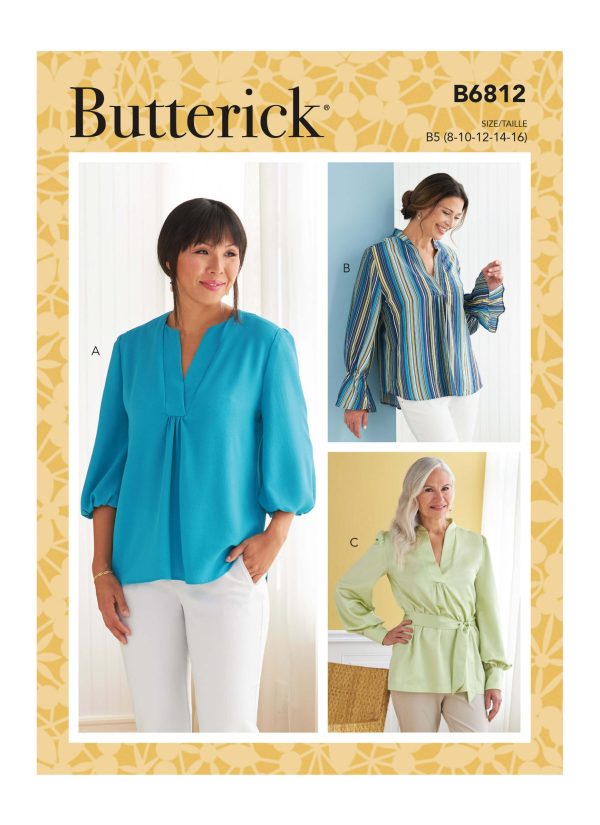 Butterick Sewing Pattern B6812 Misses' Top, Tunic and Sash