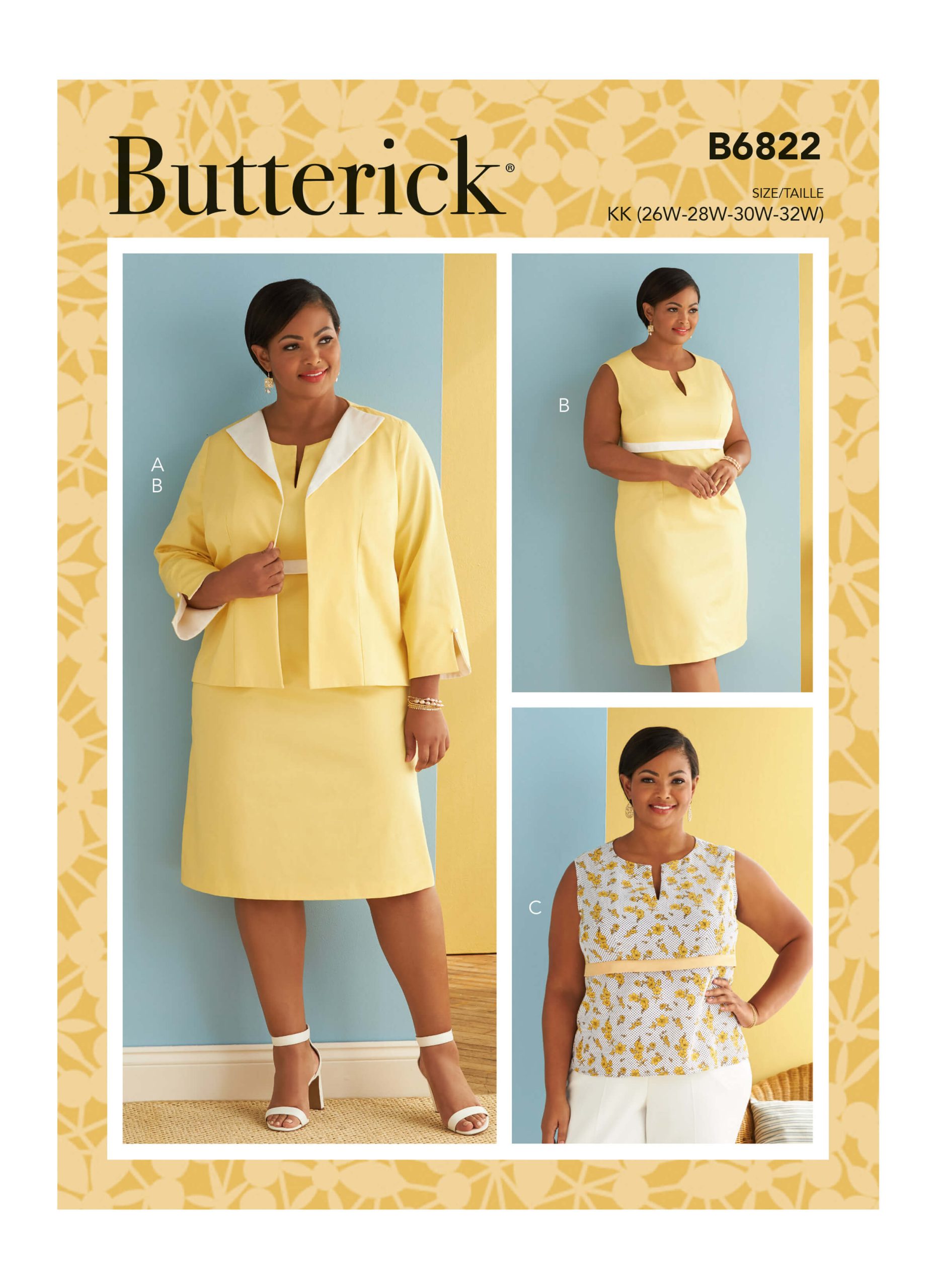 Butterick Sewing Pattern B6822 Women's Jacket, Dress & Top with C Butterick Sewing Pattern B6822 Women's Jacket, Dress & Top with C