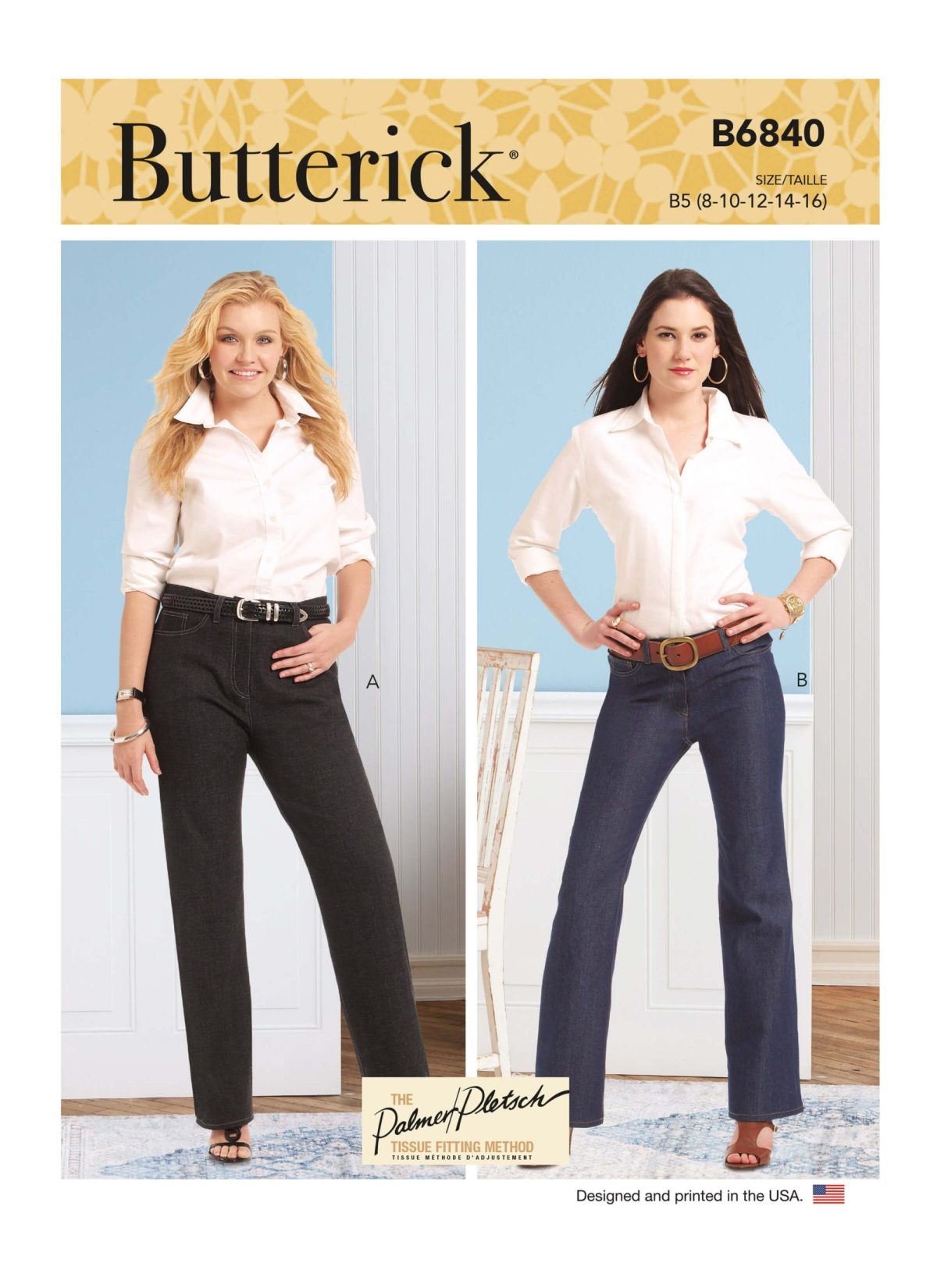 Butterick Sewing Pattern B6840 Misses' & Women's Straight-Leg or Boot Cut Jeans Palmer/Pletsch