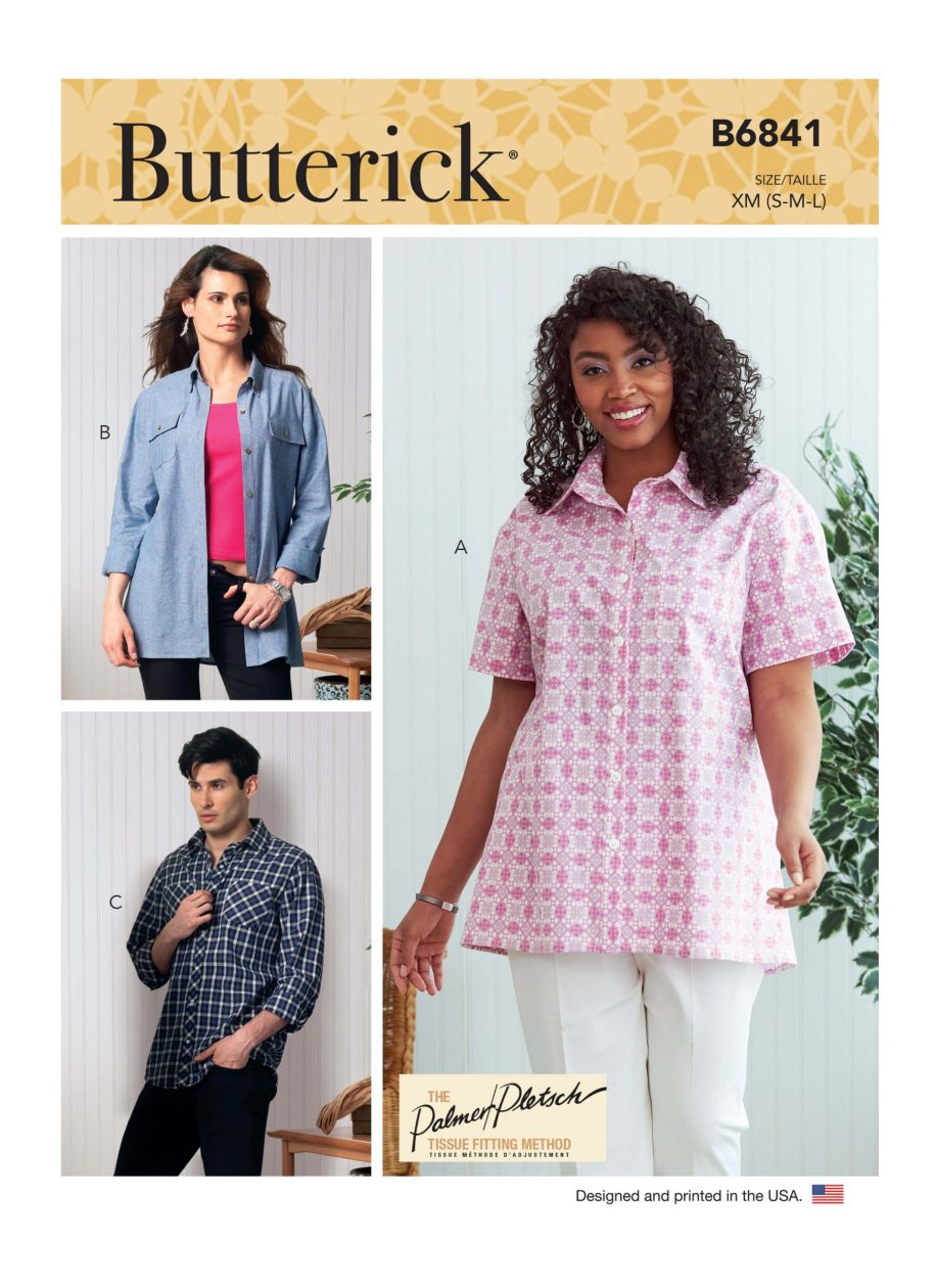 Butterick Sewing Pattern B6841 Unisex Button-Down Shirts Palmer/Pletsch