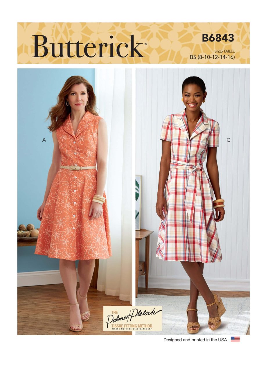 Butterick Sewing Pattern B6843 Misses' Shirtdresses & Sash Palmer/Pletsch