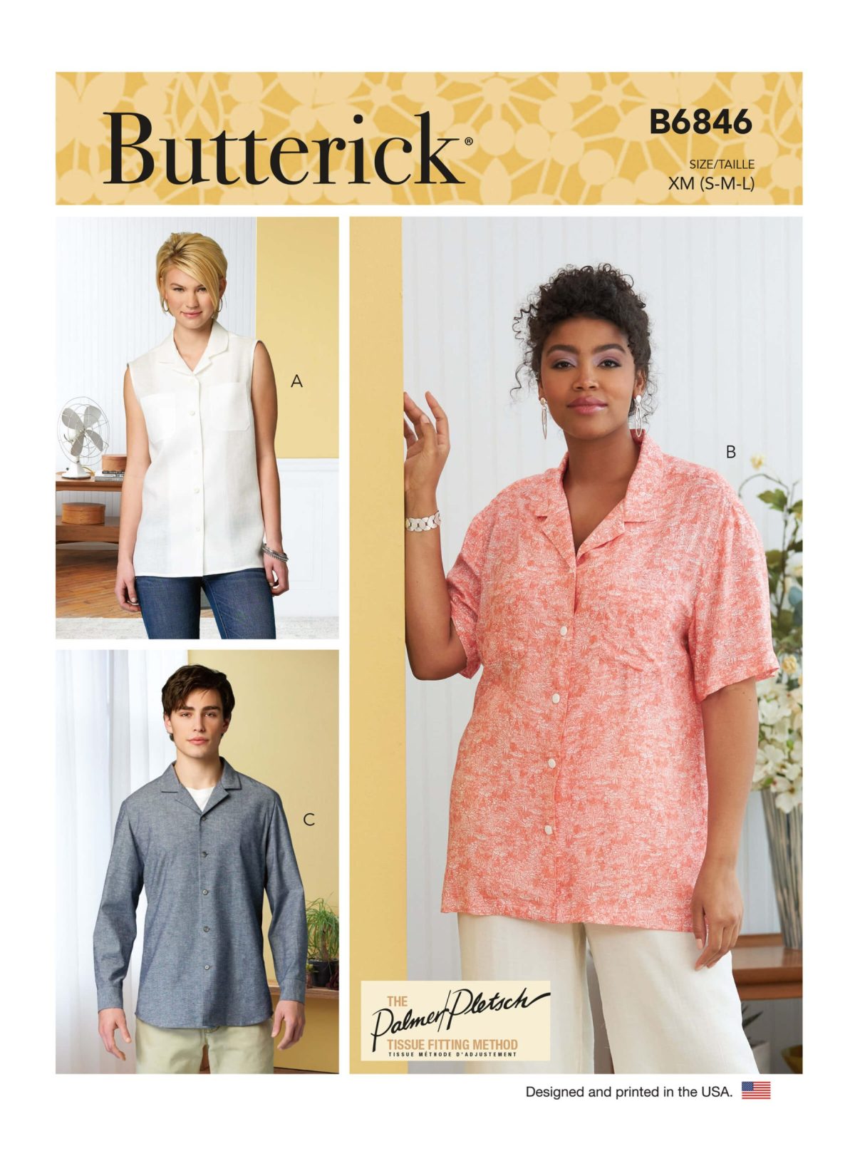 Butterick Sewing Pattern B6846 Unisex Button-Down Shirts Palmer/Pletsch