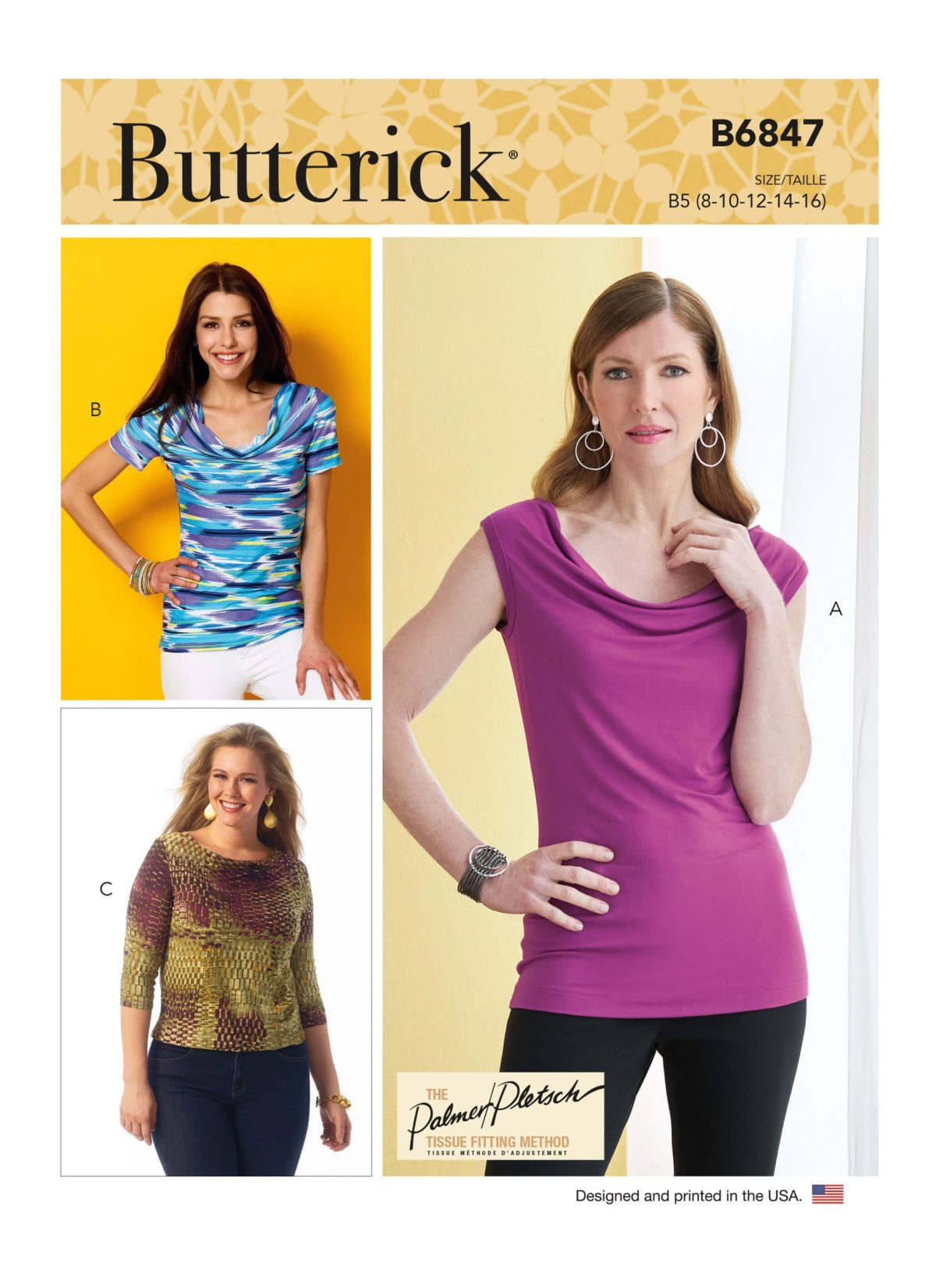 Butterick Sewing Pattern B6847 Misses' Cowl-Neck Tops Palmer/Pletsch