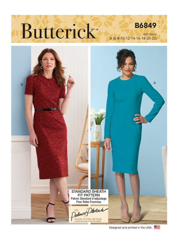 Butterick Sewing Pattern B6849 Misses' Fit Pattern Dresses & Optional Collar Palmer/Pletsch