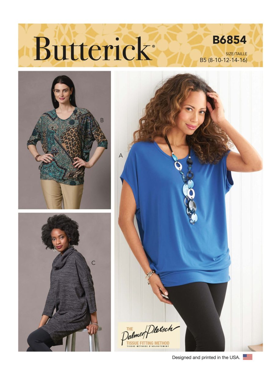 Butterick Sewing Pattern B6854 Misses' Tops & Tunic Palmer/Pletsch