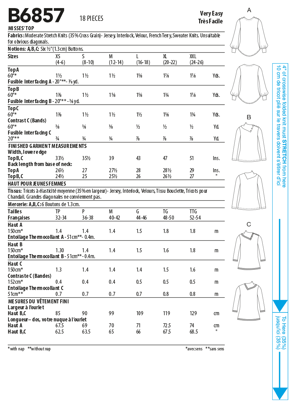 Butterick Sewing Pattern B6857 Misses' Top