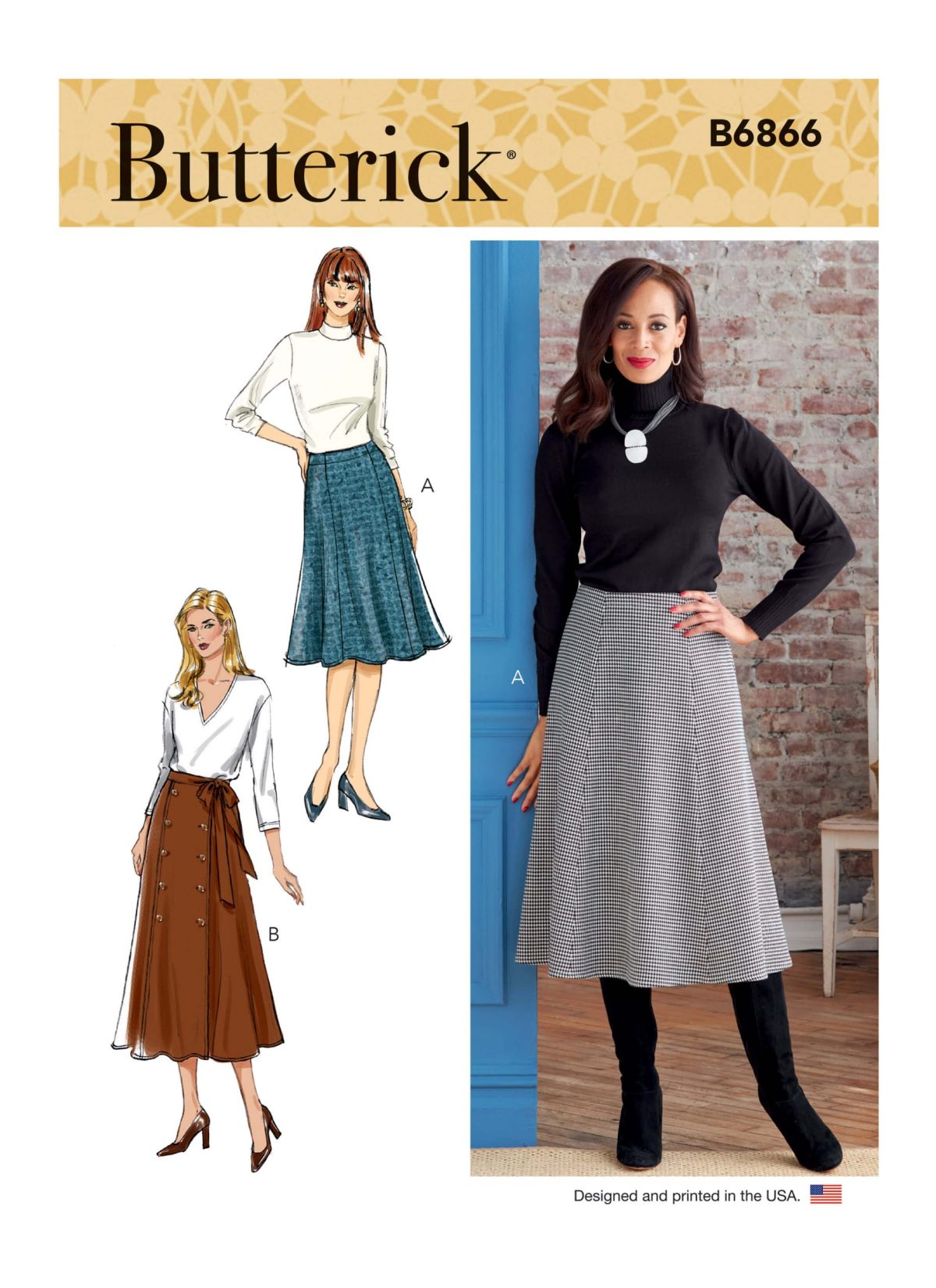 Butterick Sewing Pattern B6866 Misses' Skirt and Sash