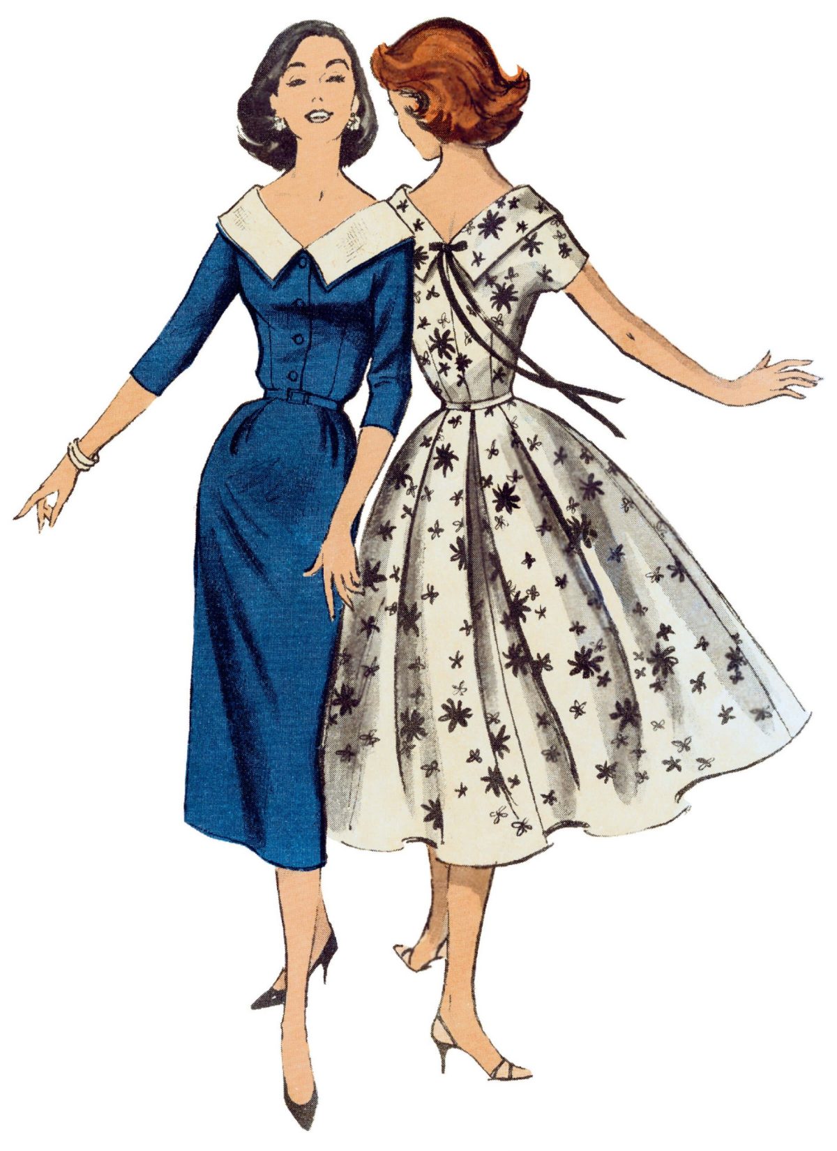 Butterick Sewing Pattern B6870 1950s Vintage Misses' Dress and Belt
