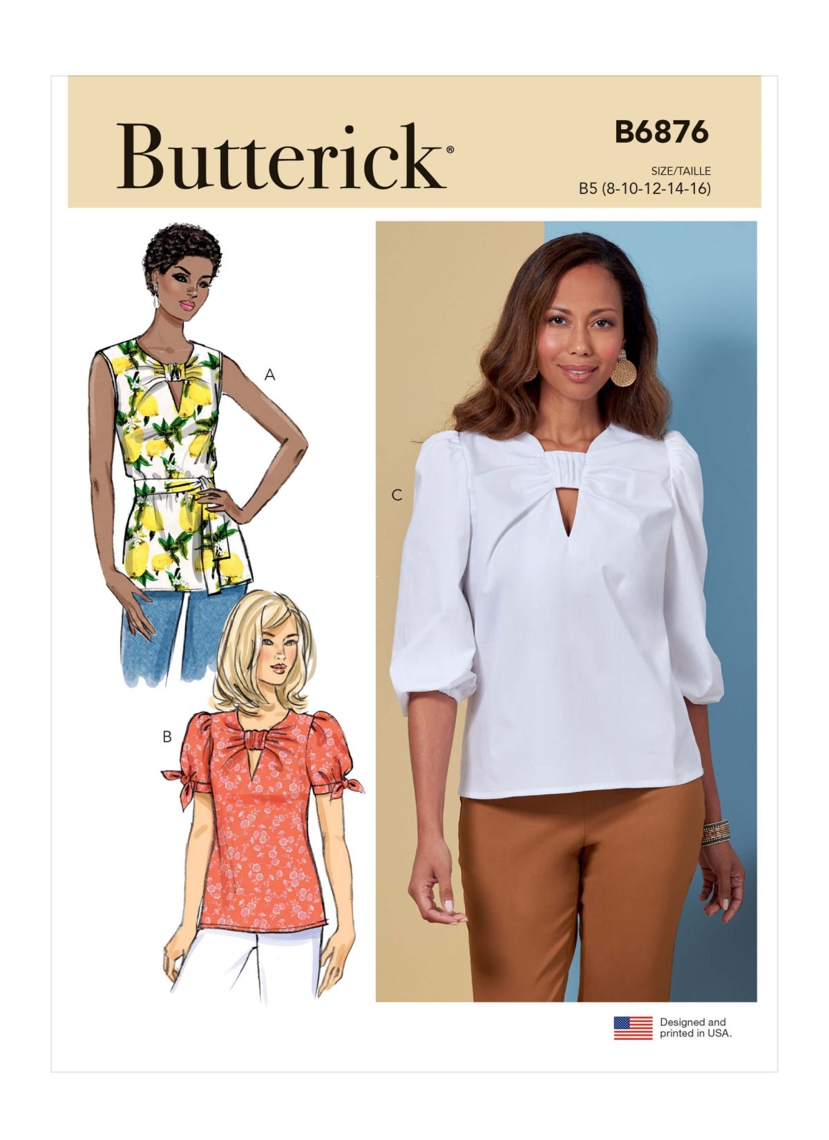 Butterick Sewing Pattern B6876 Misses' Tunic with Sash and Top