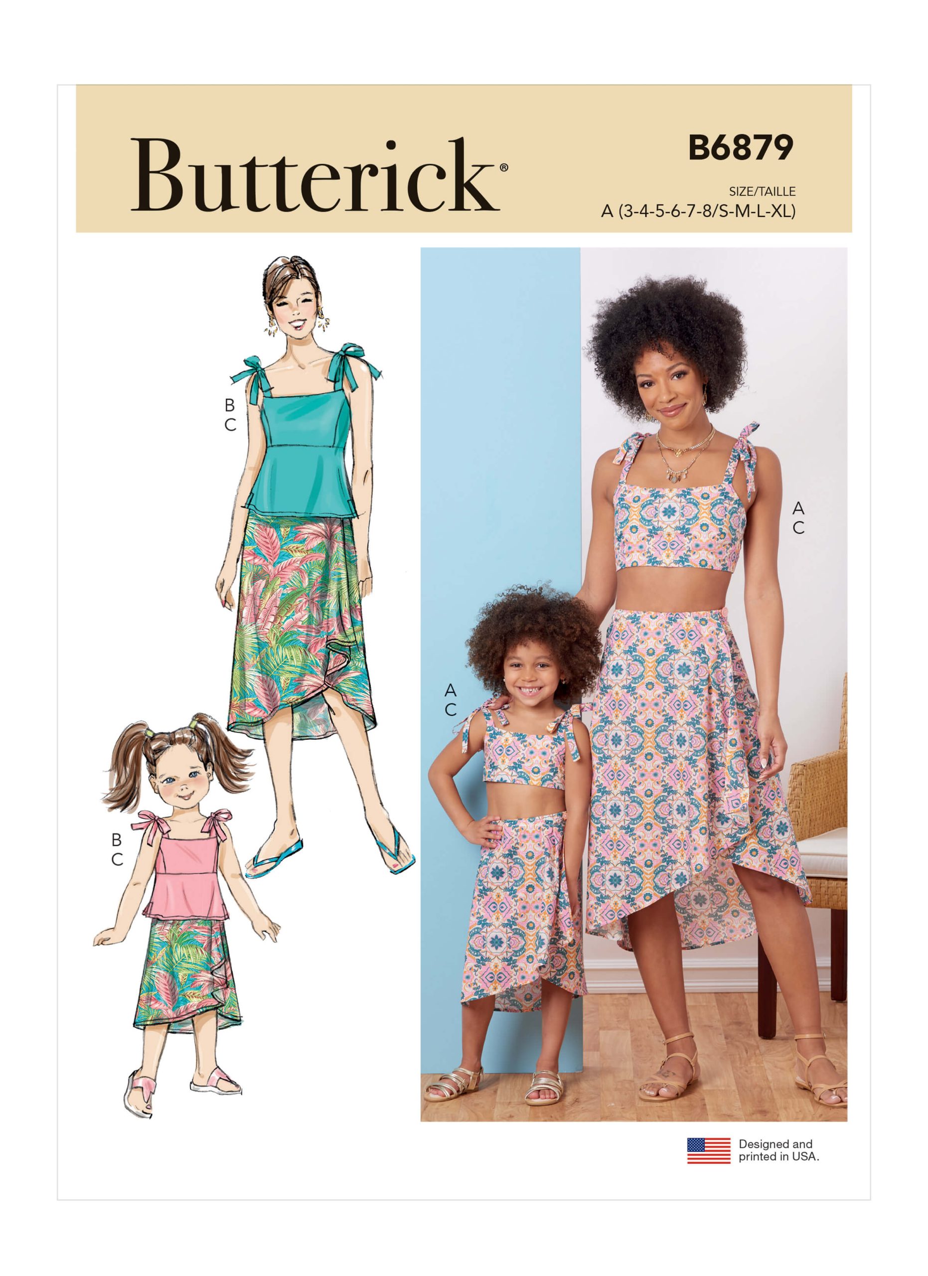 Butterick Sewing Pattern B6879 Children’s and Misses’ Tops and Skirt