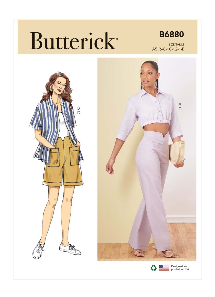Butterick Sewing Pattern B6880 Misses' Shirts, Trousers and Shorts