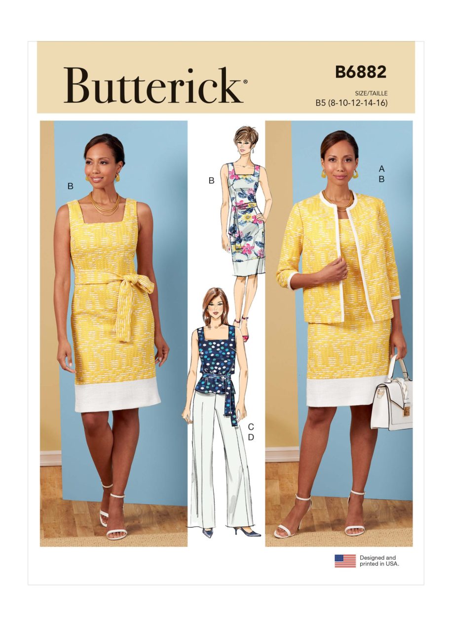 Butterick Sewing Pattern B6882 Misses' Jacket, Dress, Top, Trousers and Sash