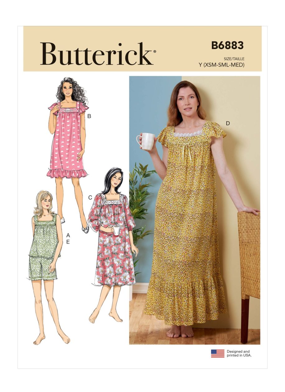 Butterick Sewing Pattern B6883 Misses' Top, Nightgowns and Shorts