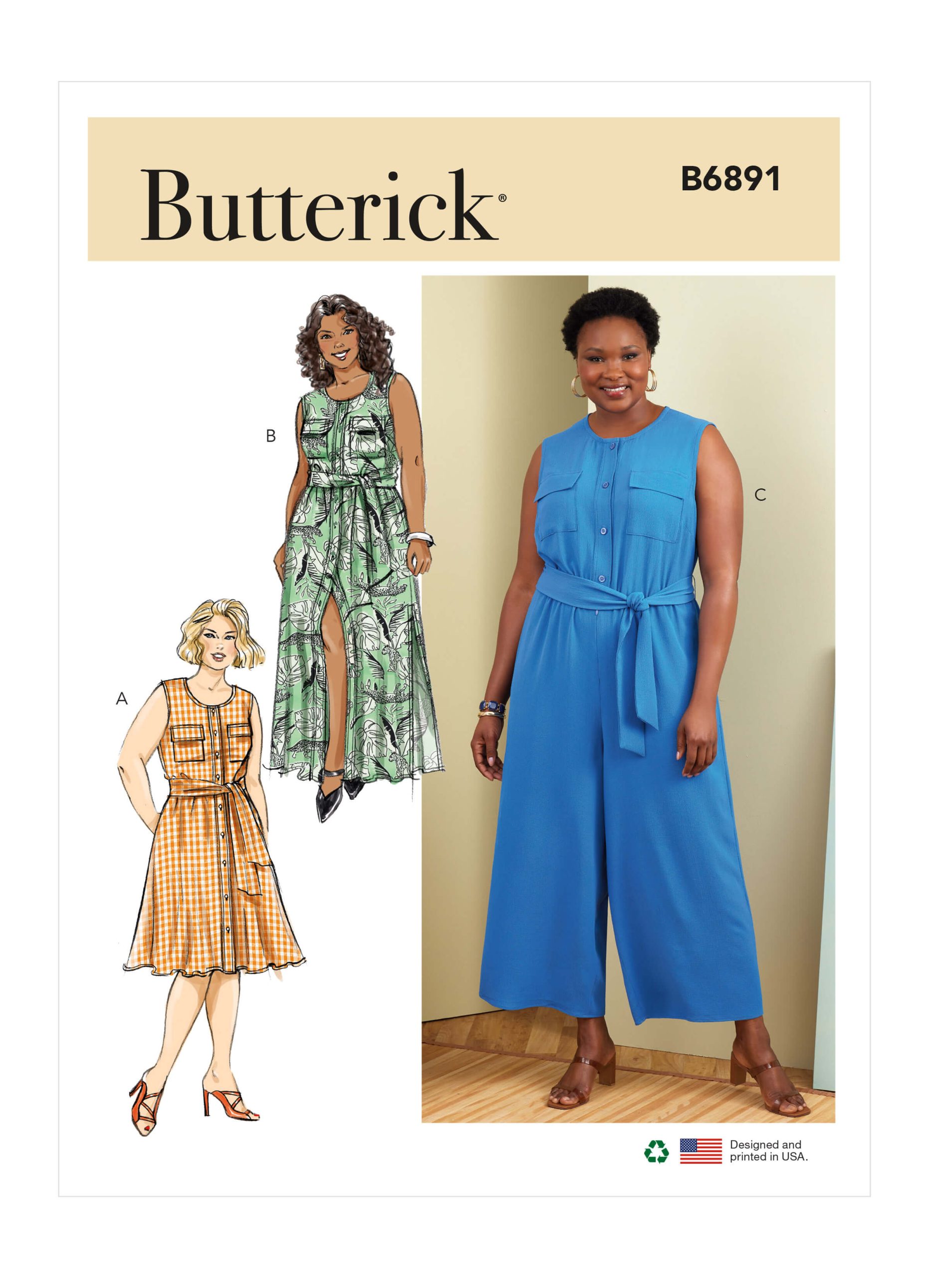Butterick Sewing Pattern B6891 Women’s Dress, Jumpsuit and Sash